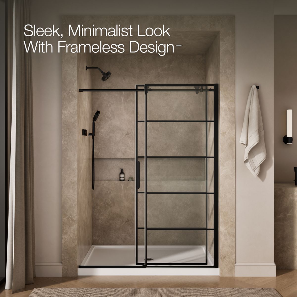 44096-composed-78-h-sliding-shower-door-with-3-8-thick-glass-11.jpg Composed™ 78" H sliding shower door with 3/8"-thick glass