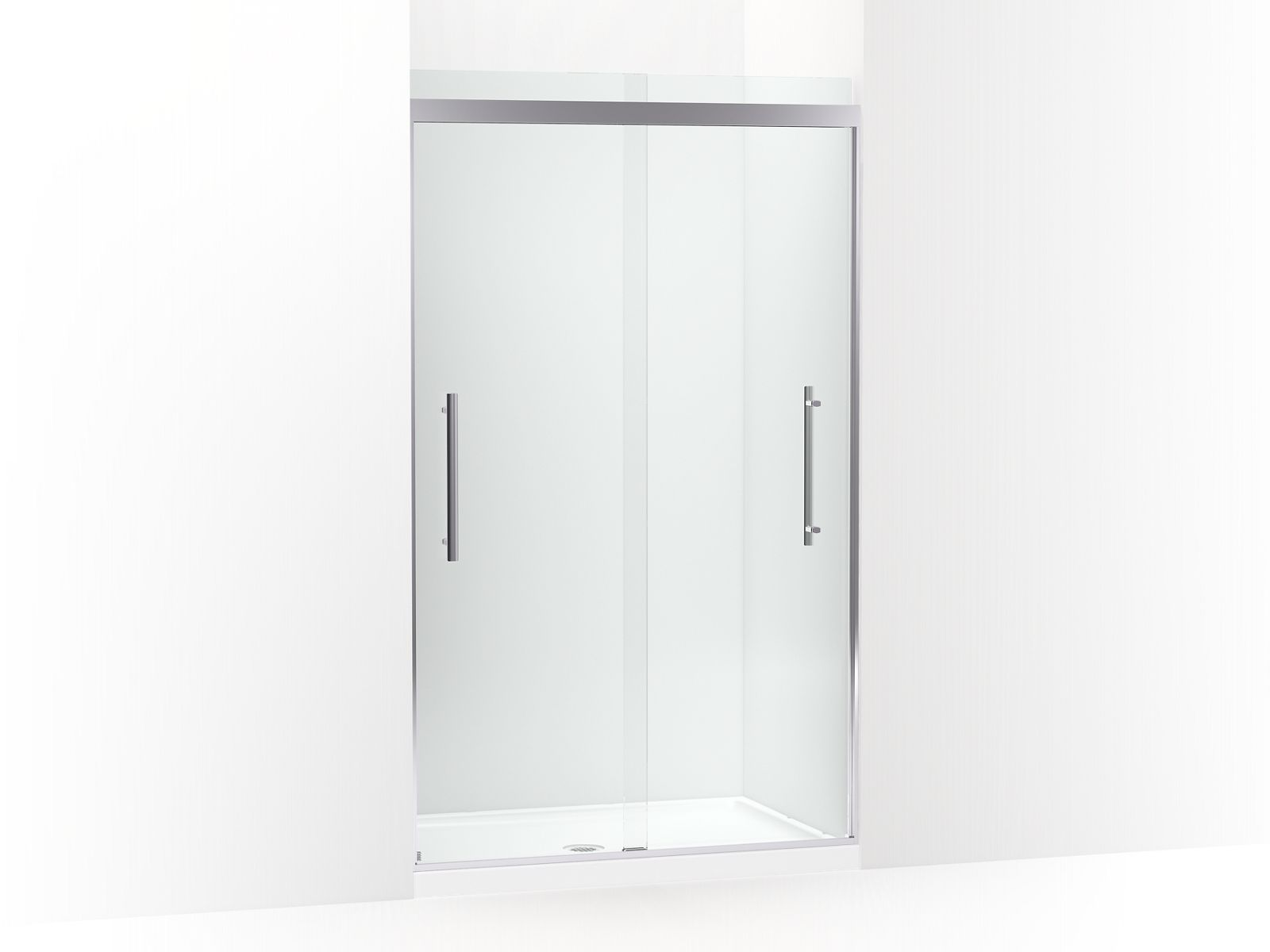 Prim® Frameless sliding shower door, 79-1/16" H x 44-5/8 - 47-5/8" W, with 5/16" thick Crystal Clear glass
