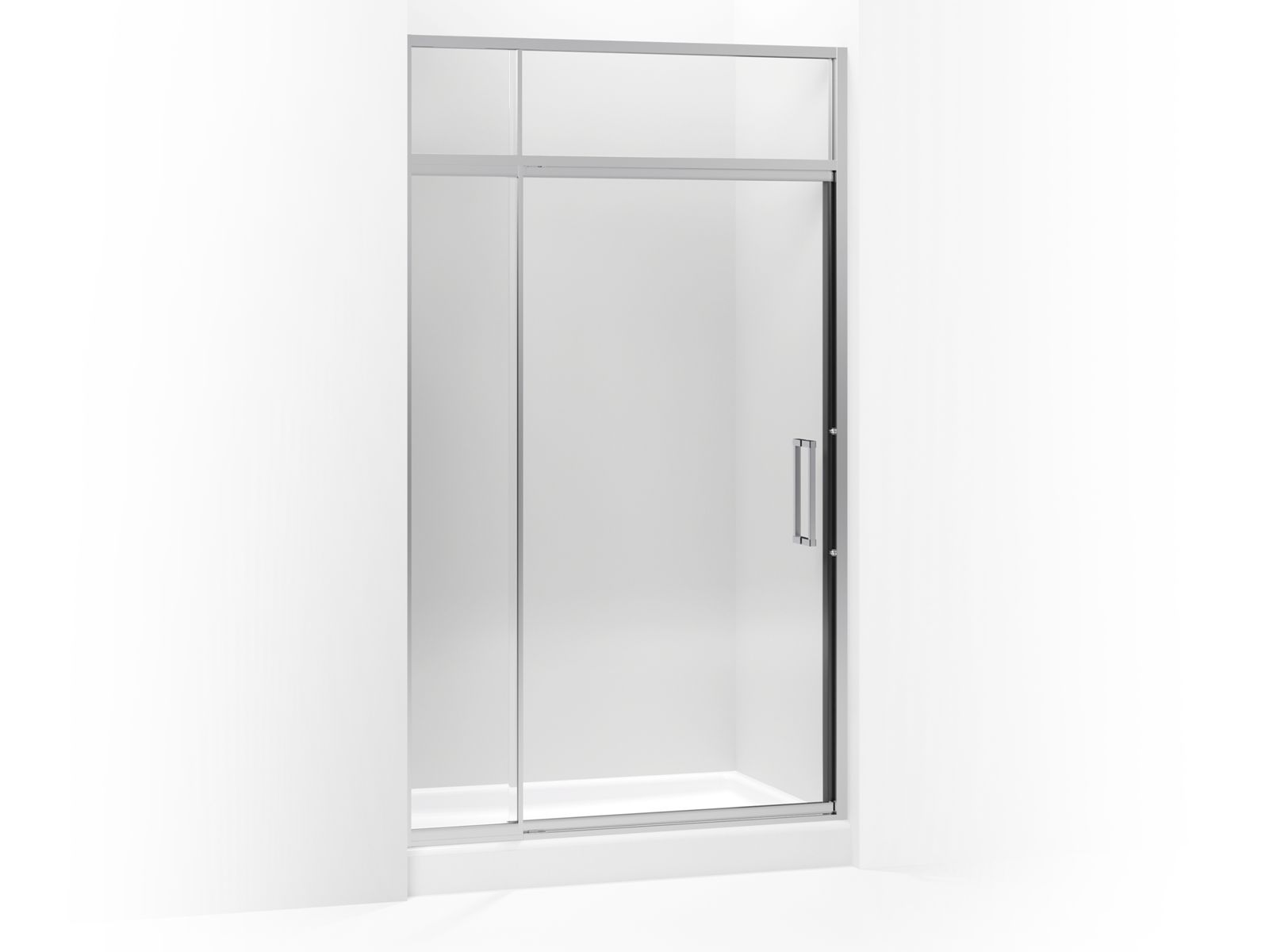 Lattis® Pivot shower door with sliding steam transom, 89-1/2" H x 45 - 48" W, with 3/8" thick Crystal Clear glass