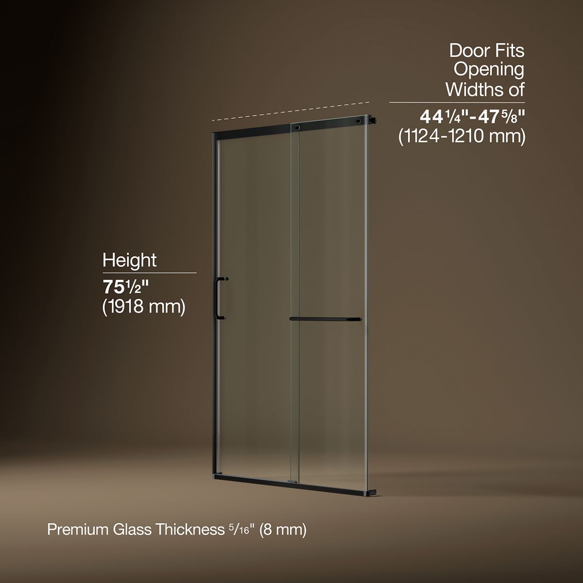 44110-elate-sliding-shower-door-75-1-2-h-x-44-1-4-47-5-8-w-with-heavy-5-16-thick-crystal-clear-glass-25.jpg Elate® Sliding shower door, 75-1/2" H x 44-1/4 - 47-5/8" W, with heavy 5/16" thick Crystal Clear glass