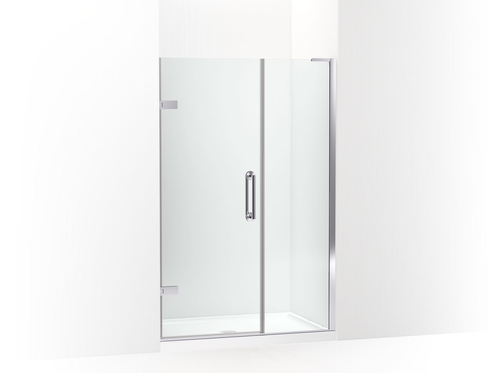 Components™ Frameless pivot shower door, 71-3/4" H x 45-1/4 - 46" W, with 3/8" thick Crystal Clear glass
