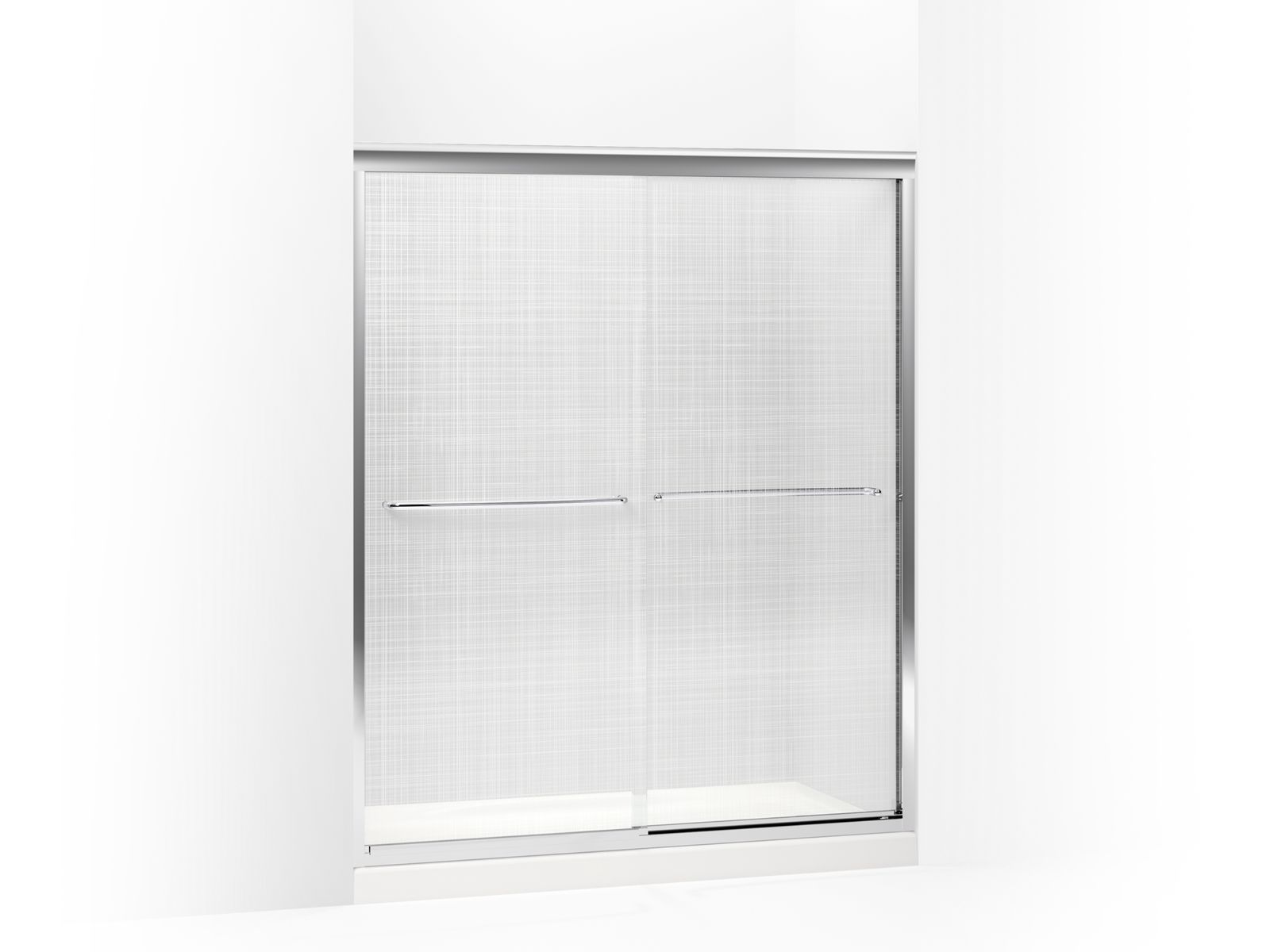 Fluence® Sliding shower door, 70-5/16" H x 56-5/8 - 59-5/8" W, with 1/4" thick Cavata® glass