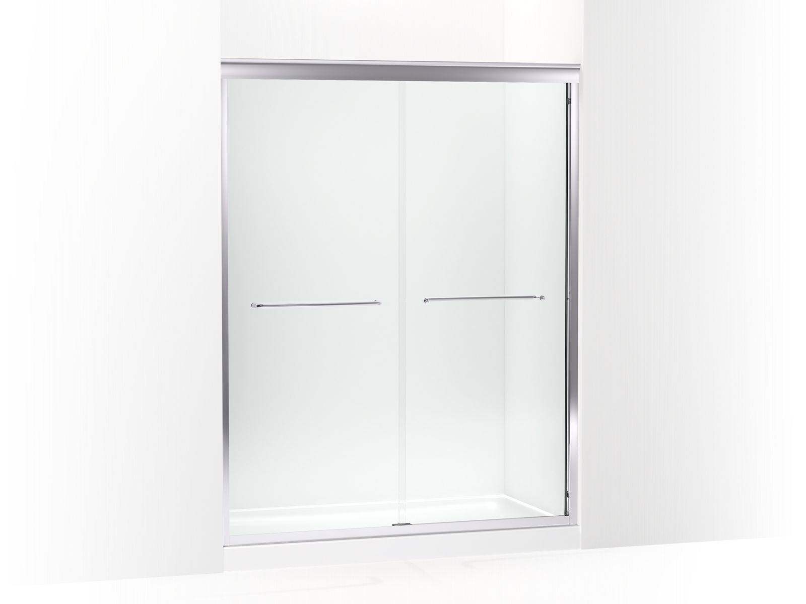 Fluence® Sliding shower door, 75" H x 56-5/8 - 59-5/8" W, with 3/8" thick Crystal Clear glass