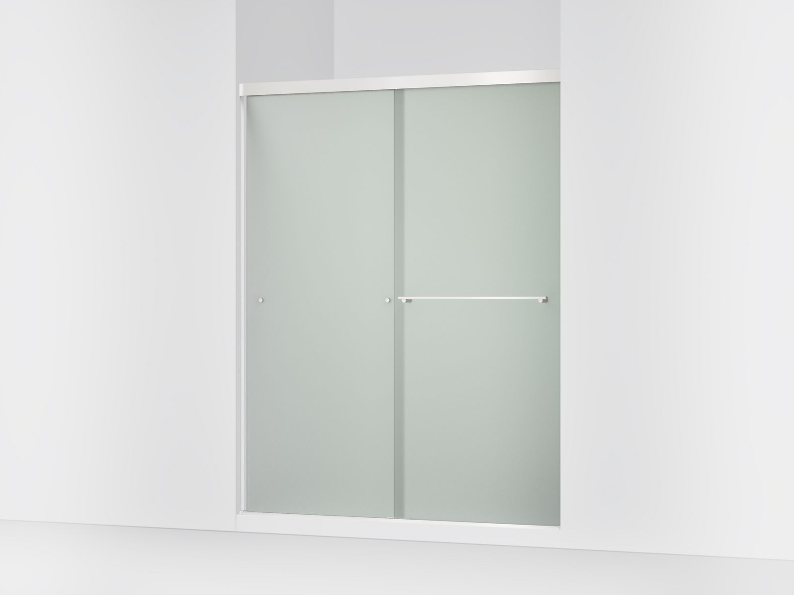 Revel® Sliding shower door, 76" H x 56-5/8 - 59-5/8" W, with 5/16" thick Frosted glass