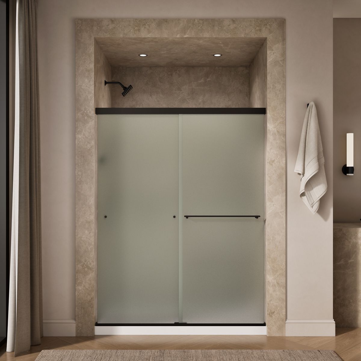 44167-revel-sliding-shower-door-76-h-x-56-5-8-59-5-8-w-with-5-16-thick-frosted-glass-24.jpg Revel® Sliding shower door, 76" H x 56-5/8 - 59-5/8" W, with 5/16" thick Frosted glass