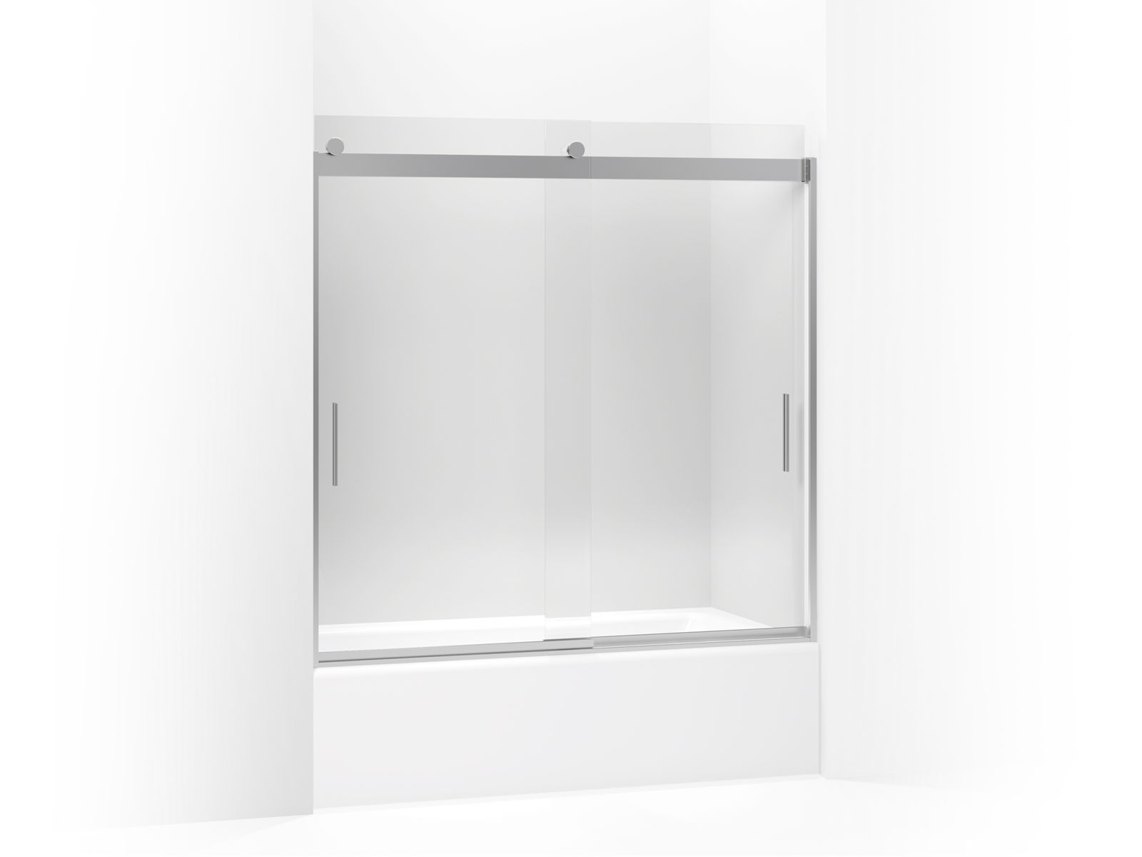 Levity® Sliding bath door, 59-3/4" H x 56-5/8 - 59-5/8" W, with 1/4" thick Crystal Clear glass