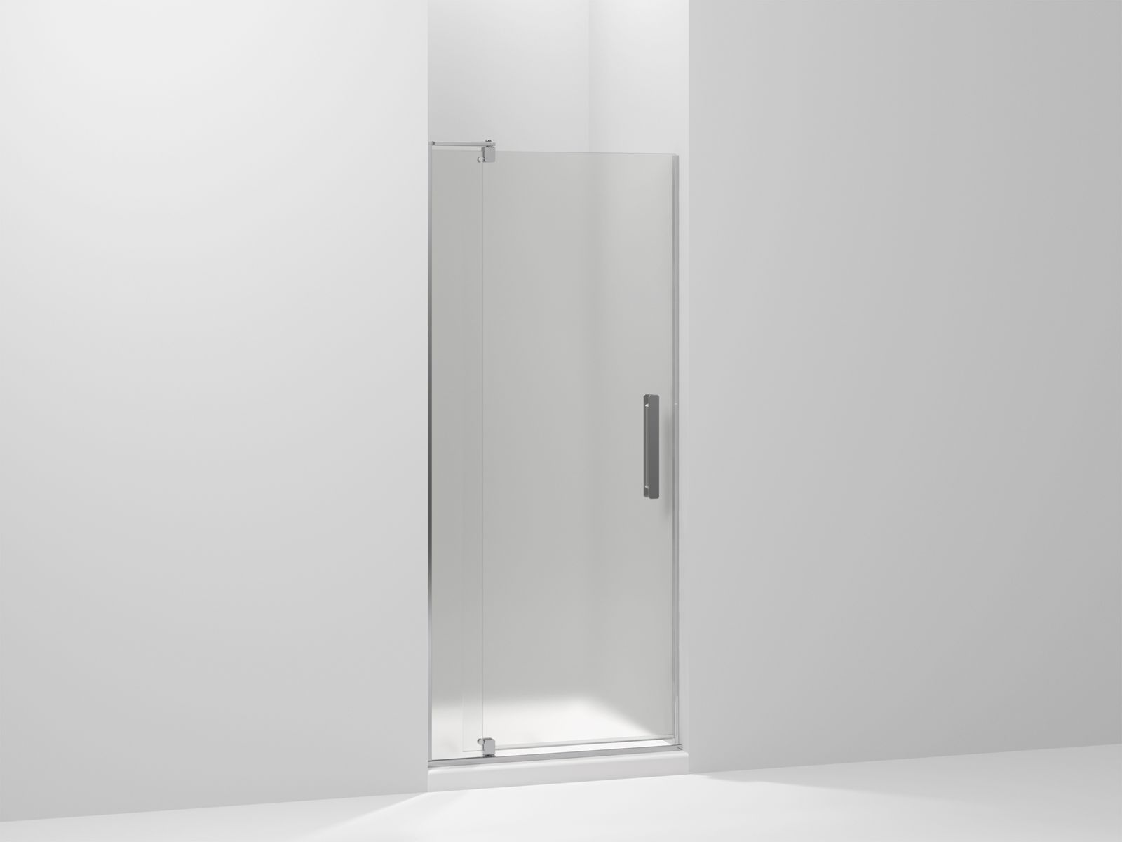 Revel® Pivot shower door, 70" H x 27-5/16 - 31-1/8" W, with 1/4" thick Frosted glass