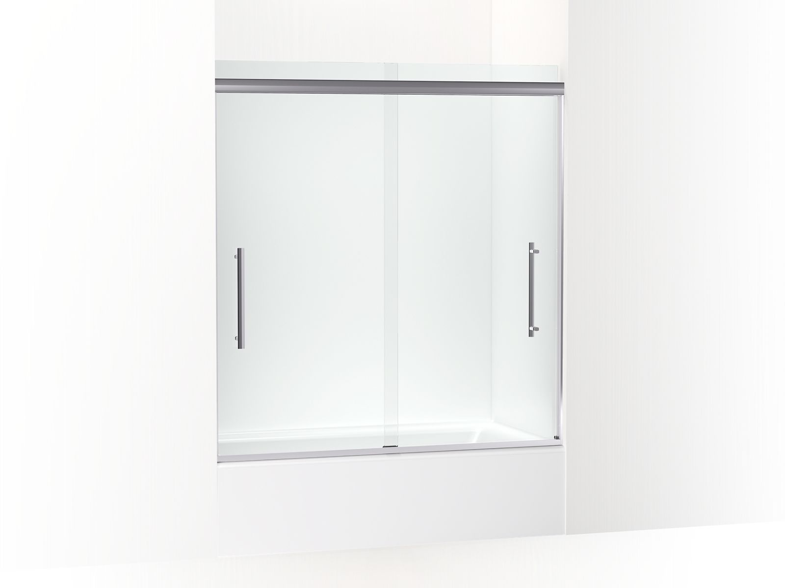 Pleat® 63-9/16" H sliding bath door with 5/16"-thick glass