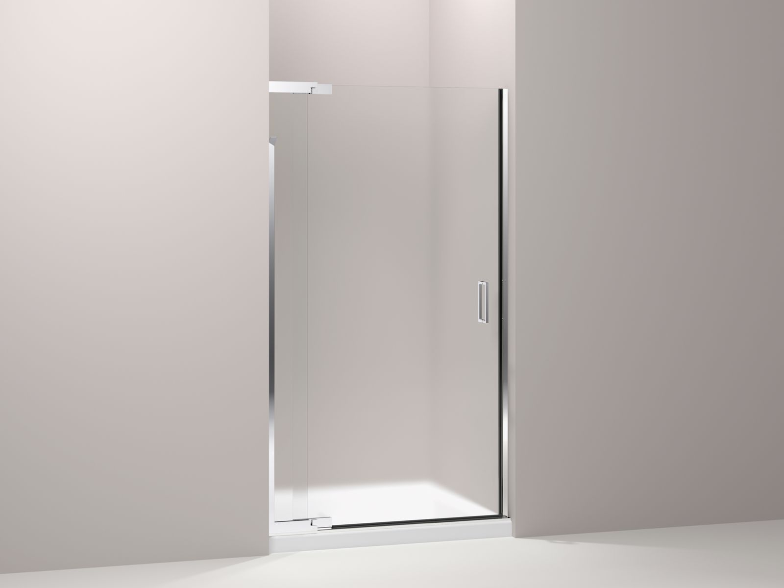 Purist(R) pivot shower door, 72" H x 36 - 39" W, with 1/4" thick Frosted glass
