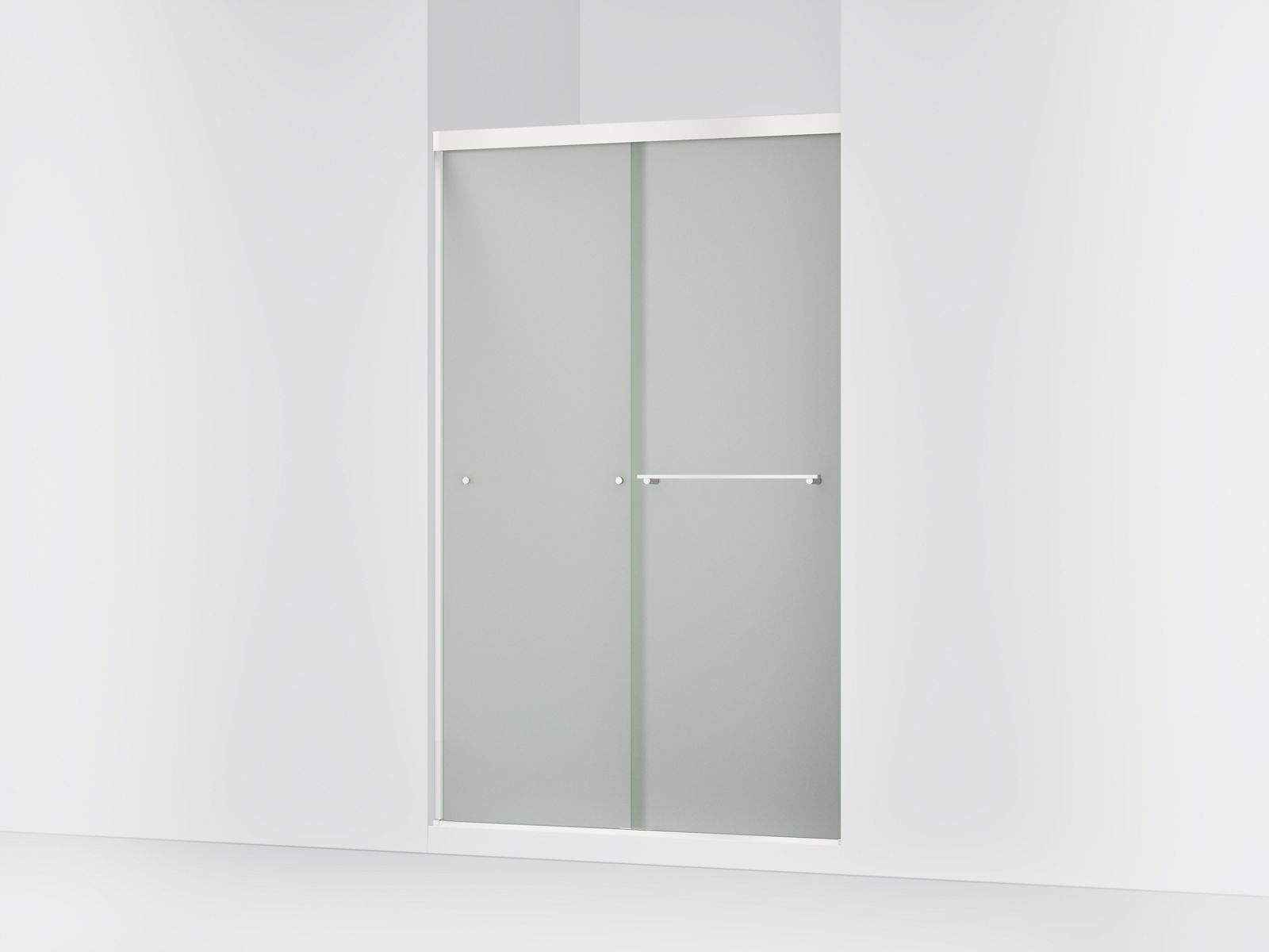 Revel® Sliding shower door, 76" H x 44-5/8 - 47-5/8" W, with 5/16" thick Frosted glass