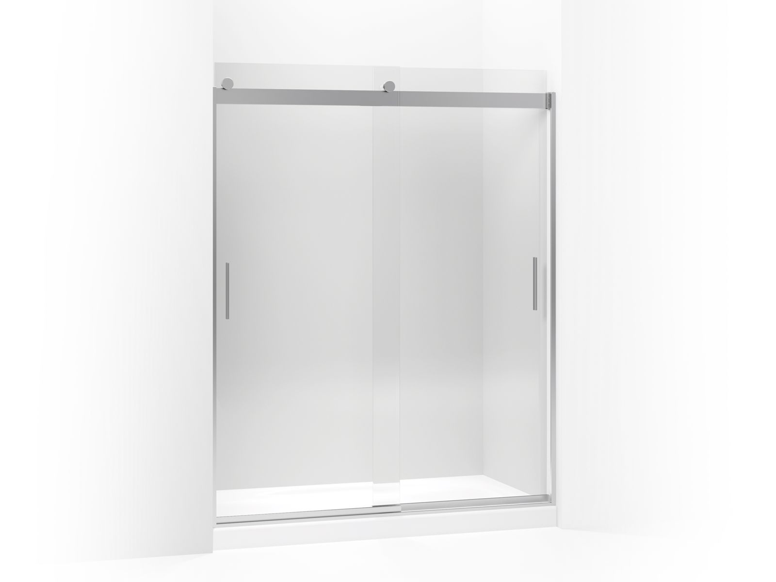 Levity® Sliding shower door, 74" H x 56-5/8 - 59-5/8" W, with 5/16" thick Crystal Clear glass