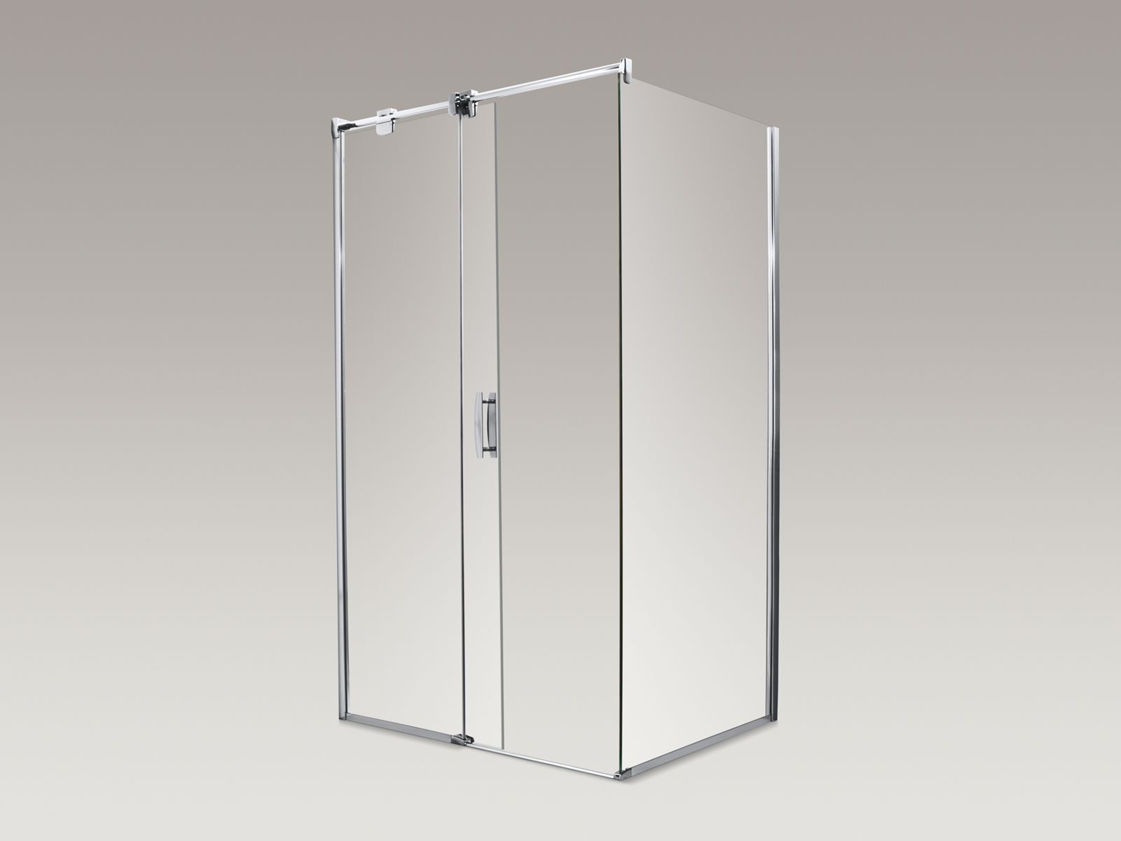 Minima(R) frameless rectangular corner shower enclosure with right-hand entry