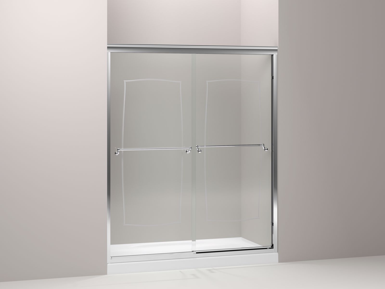 Portrait(R) sliding shower door with 1/4" thick Portrait glass, 56-5/8" - 59-5/8" x 70-5/16"