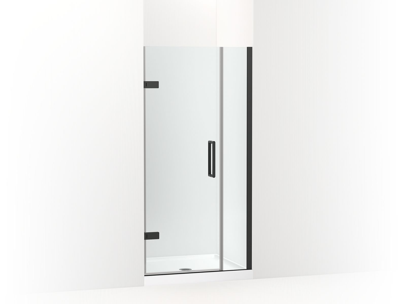 Composed™ Frameless pivot shower door, 71-9/16" H x 33-5/8 - 34-3/8" W, with 3/8" thick Crystal Clear glass