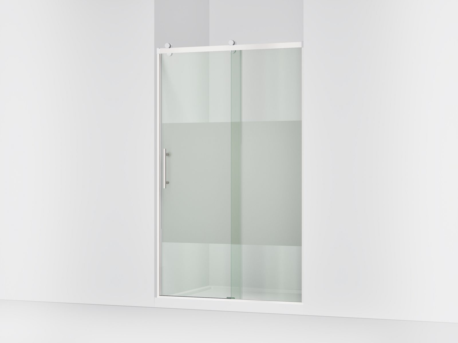 Rely® 77" H sliding shower door with 3/8"-thick glass