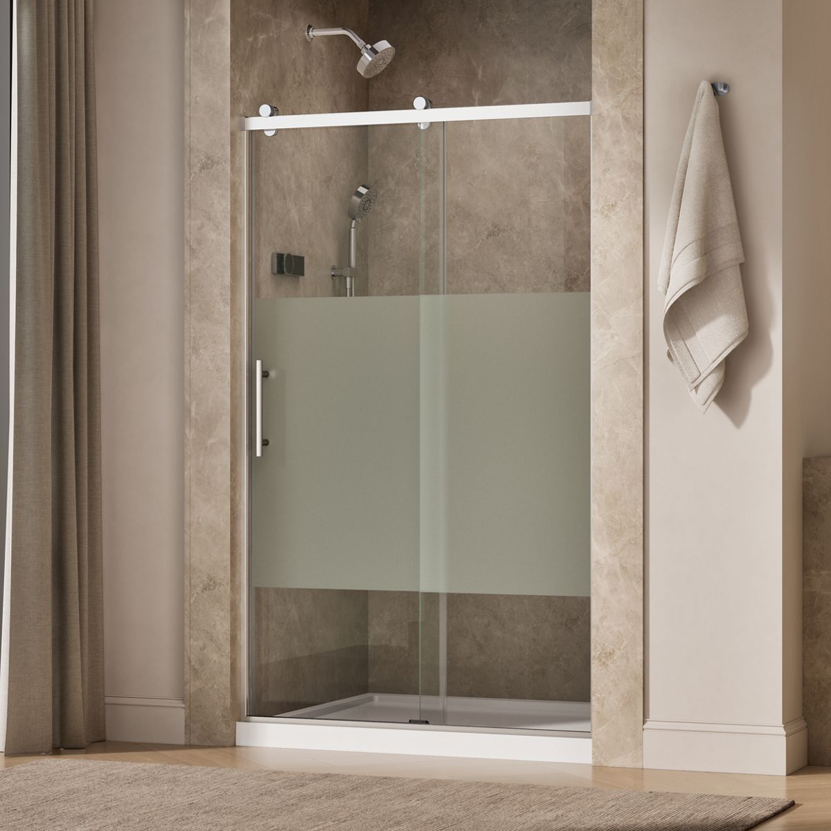 44379-rely-77-h-sliding-shower-door-with-3-8-thick-glass-6.jpg Rely® 77" H sliding shower door with 3/8"-thick glass