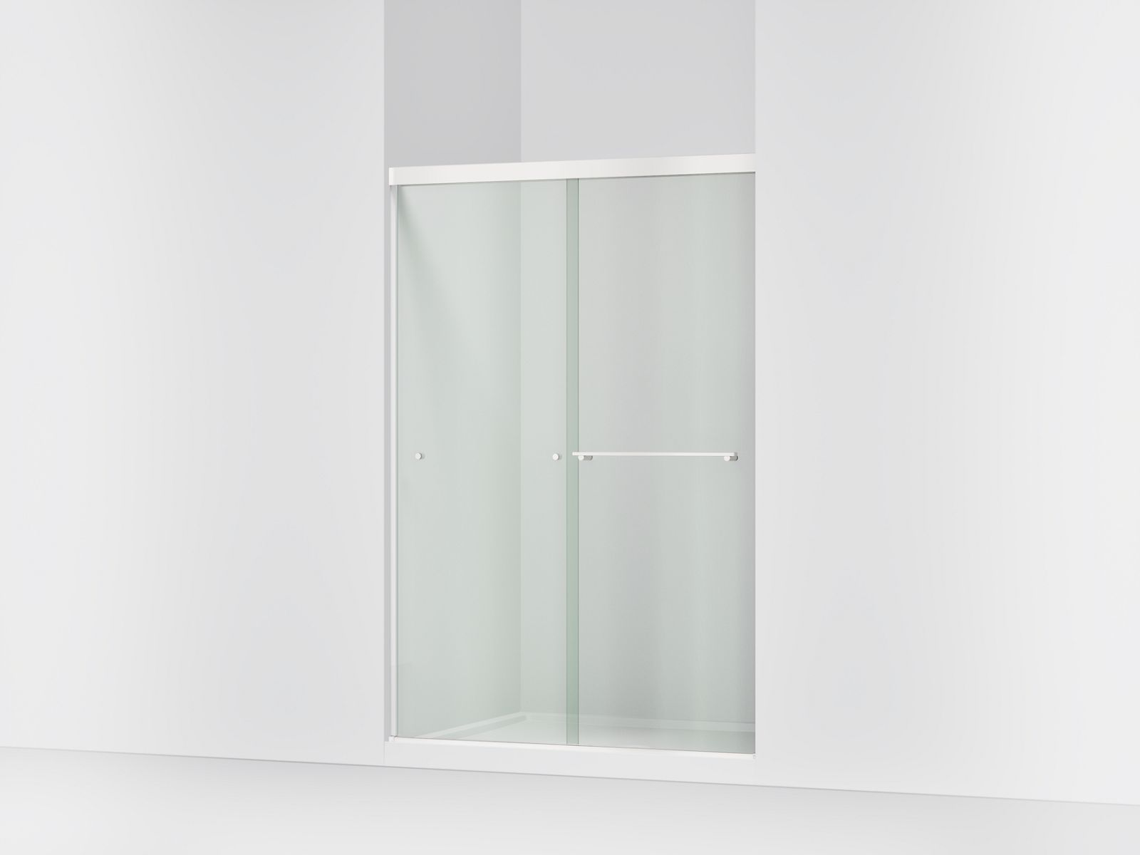 Revel® Sliding shower door, 70" H x 44-5/8 - 47-5/8" W, with 1/4" thick Crystal Clear glass