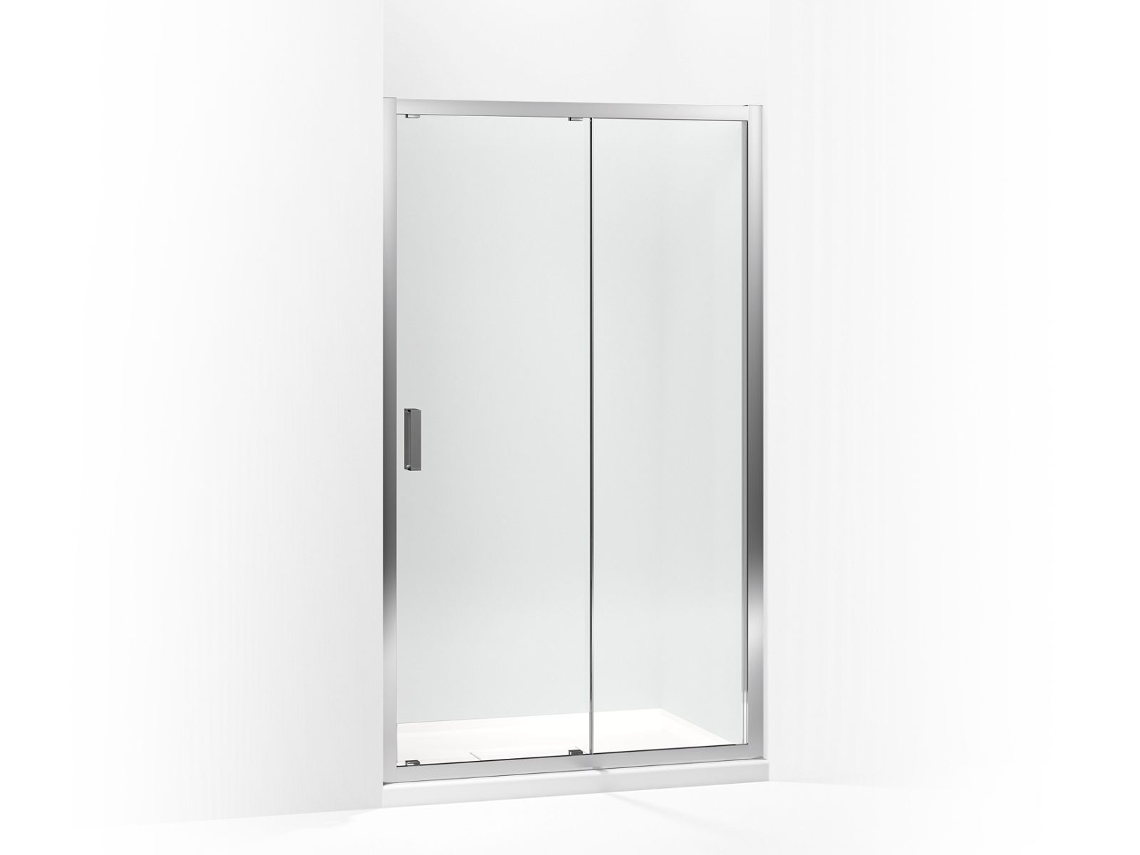 Aerie® Sliding shower door, 75" H x 45-1/4 - 47-5/8" W, with 5/16" thick Crystal Clear glass