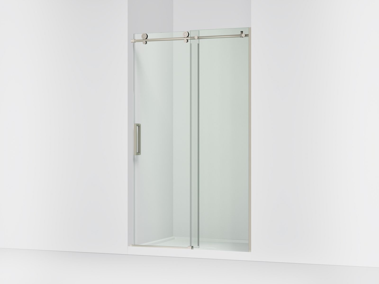 Composed™ Sliding shower door, 78" H x 44-1/8 - 47-7/8" W, with 3/8" thick Crystal Clear glass