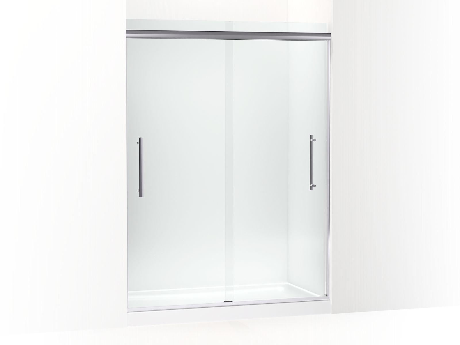 Pleat® Frameless sliding shower door, 79-1/16" H x 54-5/8 - 59-5/8" W, with 5/16" thick Crystal Clear glass