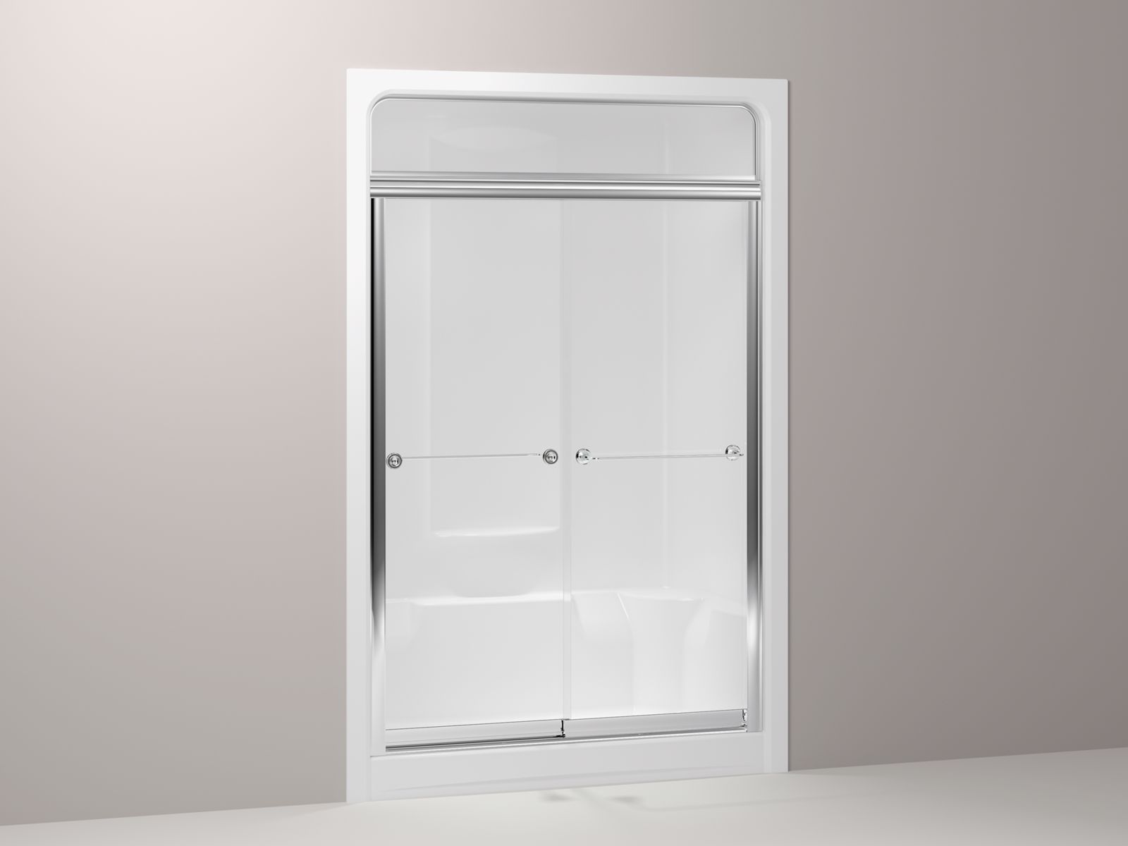 Senza(R) frameless sliding shower steam door for Sonata(R) shower stall with 1/4" thick Crystal Clear glass, 52" x 80-13/16"