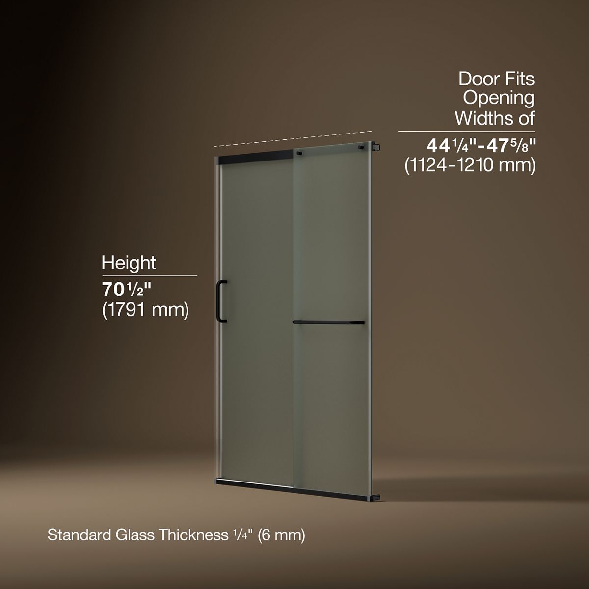 44545-elate-sliding-shower-door-70-1-2-h-x-50-1-4-53-5-8-w-with-1-4-thick-frosted-glass-12.jpg Elate® Sliding shower door, 70-1/2" H x 50-1/4 - 53-5/8" W, with 1/4" thick Frosted glass