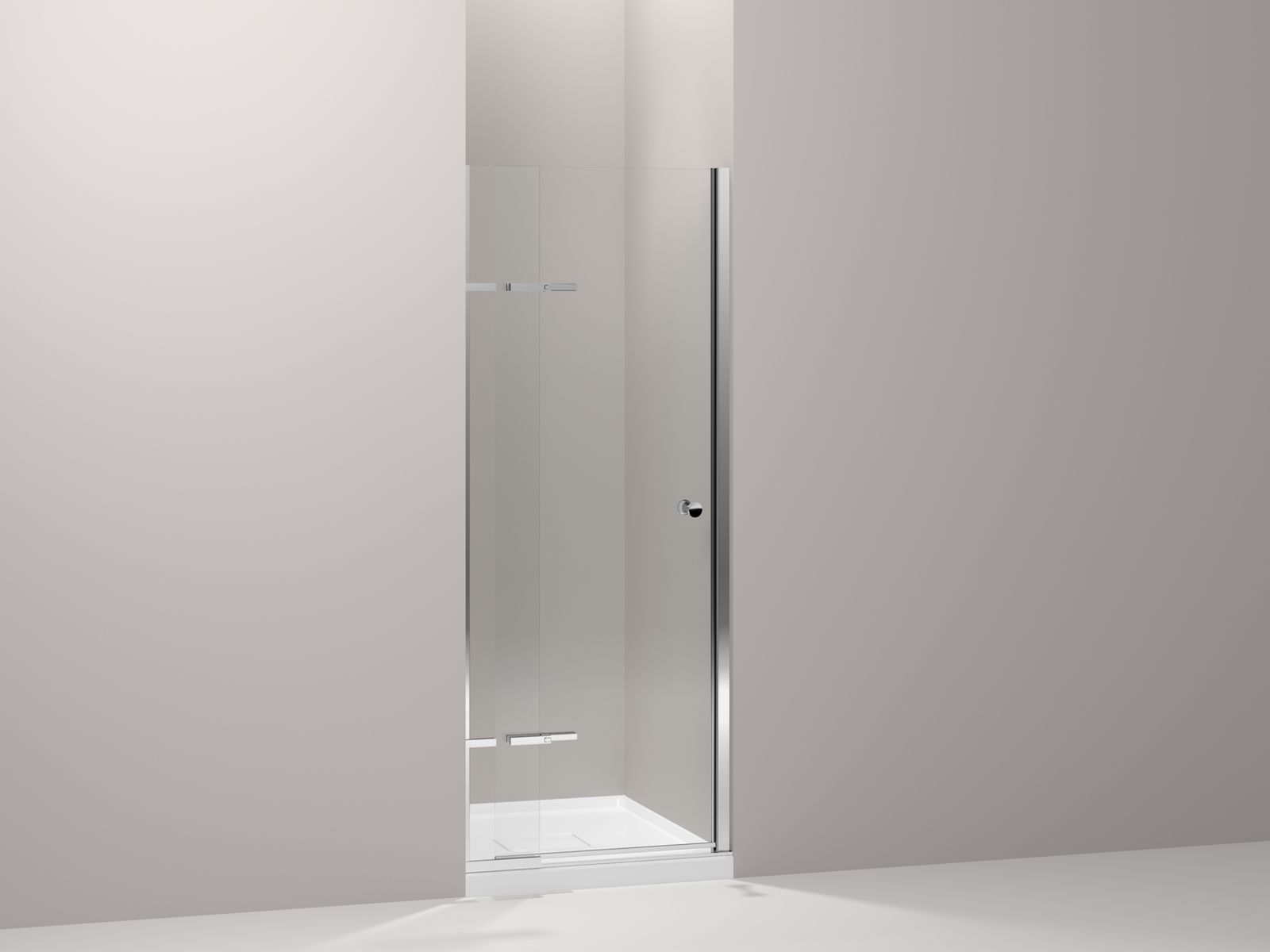 Underline™ Pivoting shower door, 69-1/2" H x 27-1/2 - 31-1/4" W, with 1/4" thick Crystal Clear glass