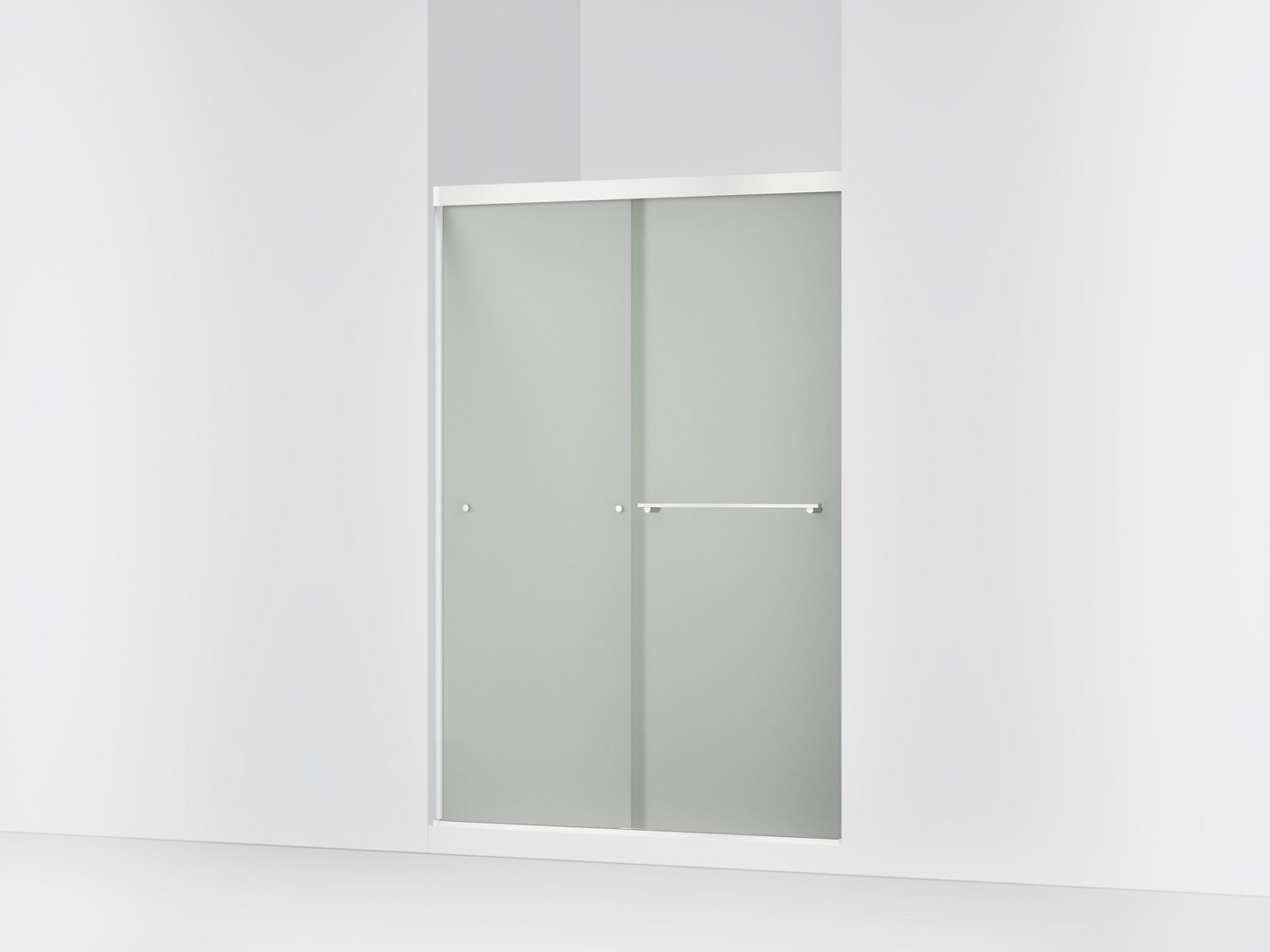 Revel® Sliding shower door, 70" H x 44-5/8 - 47-5/8" W, with 1/4" thick Frosted glass