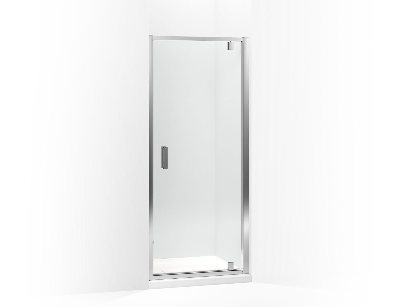 Aerie® Pivot shower door, 75" H x 33-7/16 - 35-13/16" W, with 5/16" thick Crystal Clear glass