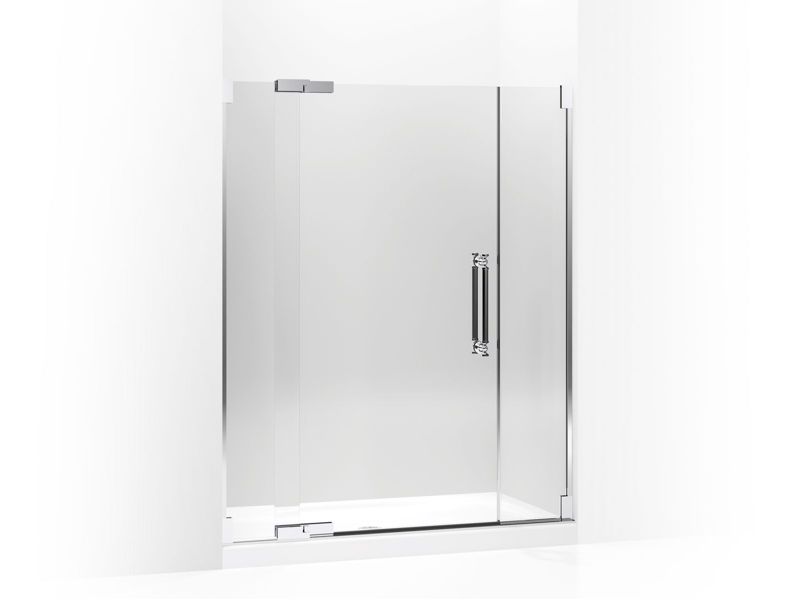 Pinstripe® Pivot shower door, 72-1/4" H x 57-1/4 - 59-3/4" W, with 3/8" thick Crystal Clear glass