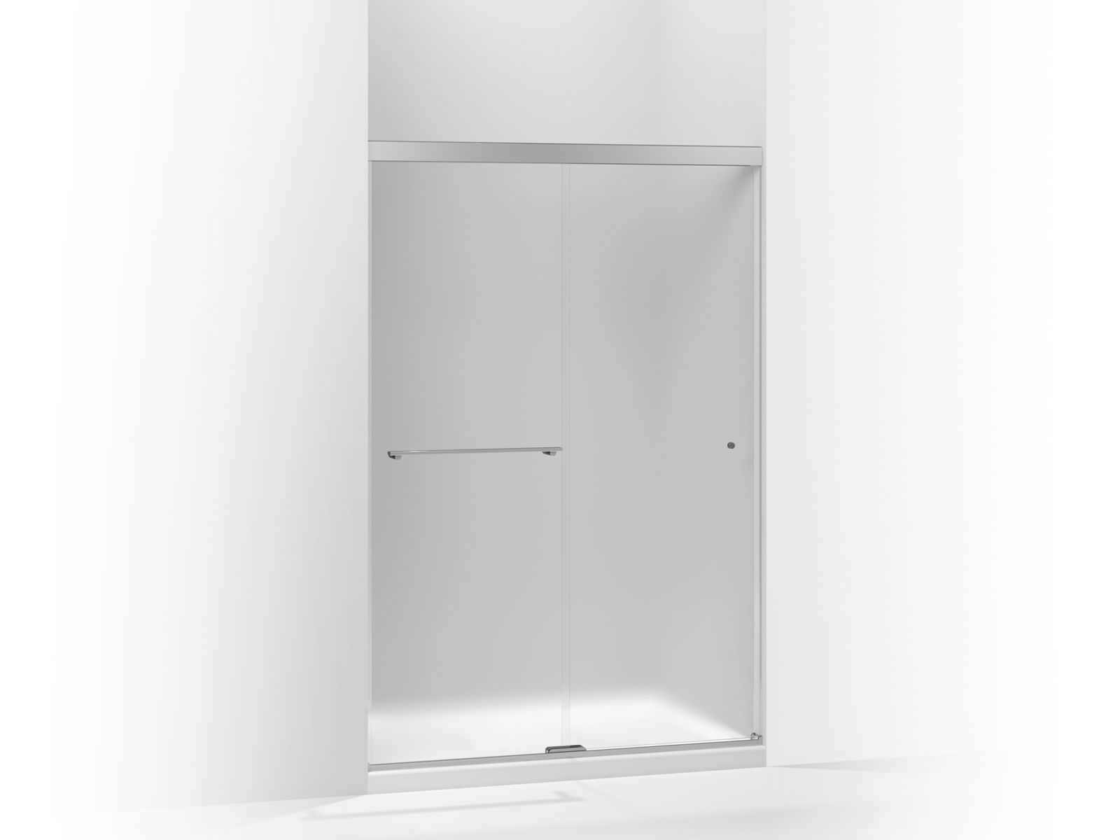 Revel® Sliding shower door, 70" H x 44-5/8 - 47-5/8" W, with 5/16" thick Frosted glass