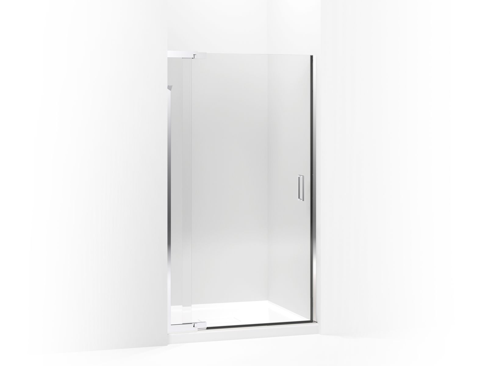 Purist® Pivot shower door, 72" H x 36 - 39" W, with 1/4" thick Crystal Clear glass