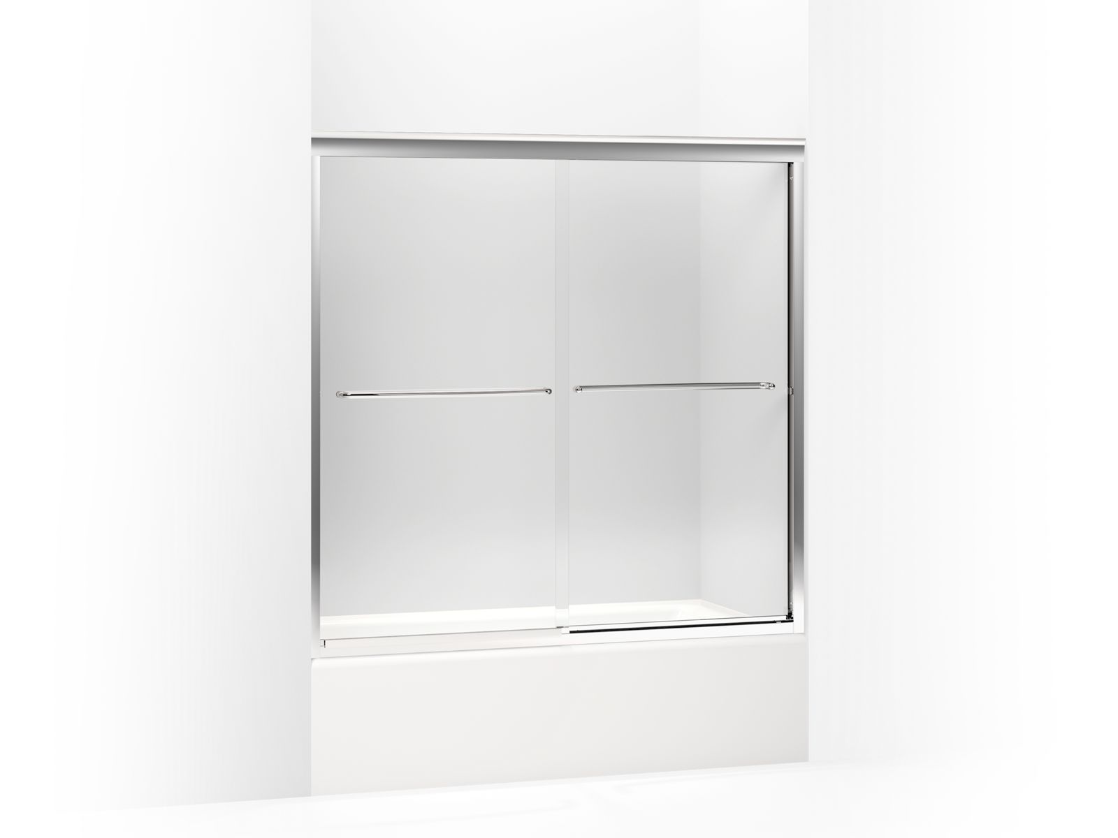 Fluence® Sliding bath door, 58-5/16" H x 56-5/8 - 59-5/8" W, with 1/4" thick Crystal Clear glass