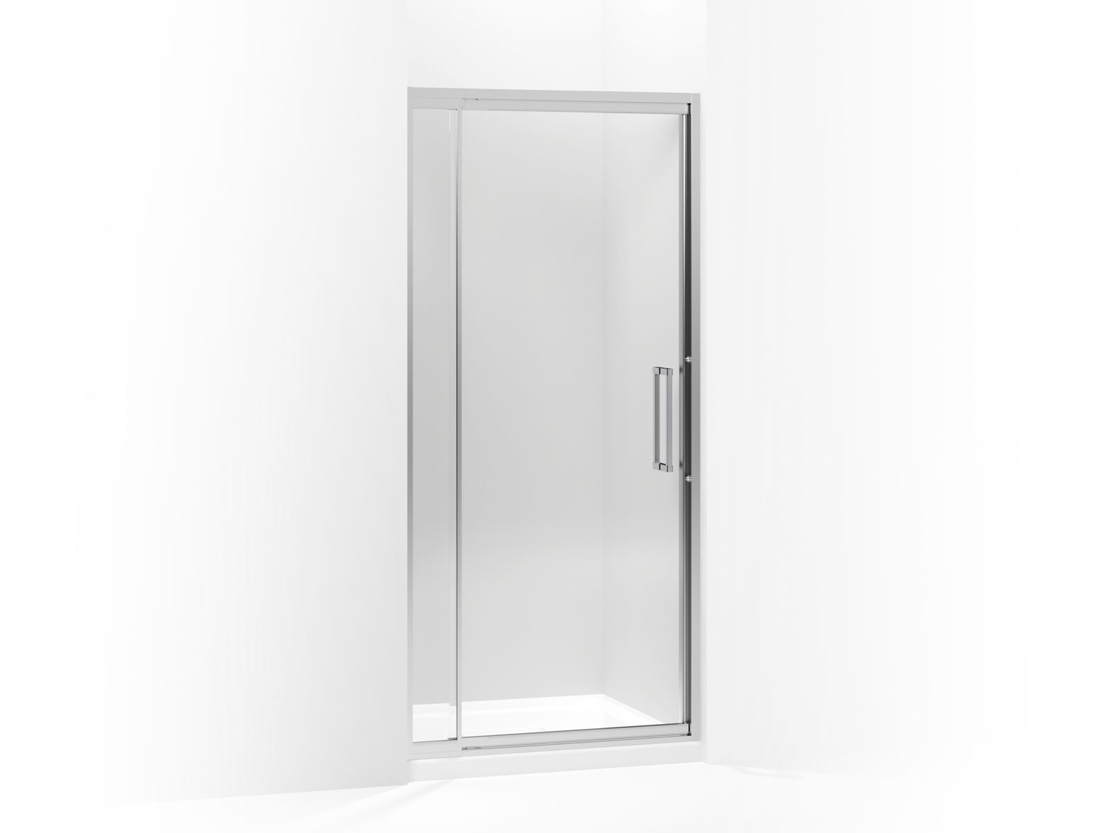 Lattis® Pivot shower door, 76" H x 36 - 39" W, with 3/8" thick Crystal Clear glass