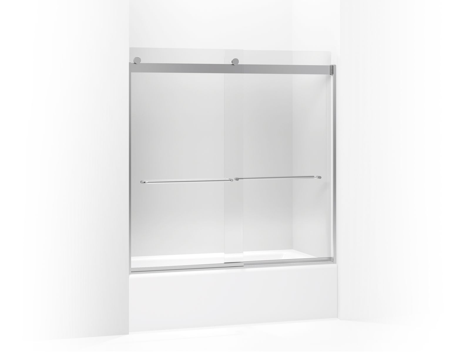 Levity® Sliding bath door, 59-3/4" H x 54 - 57" W, with 1/4" thick Crystal Clear glass