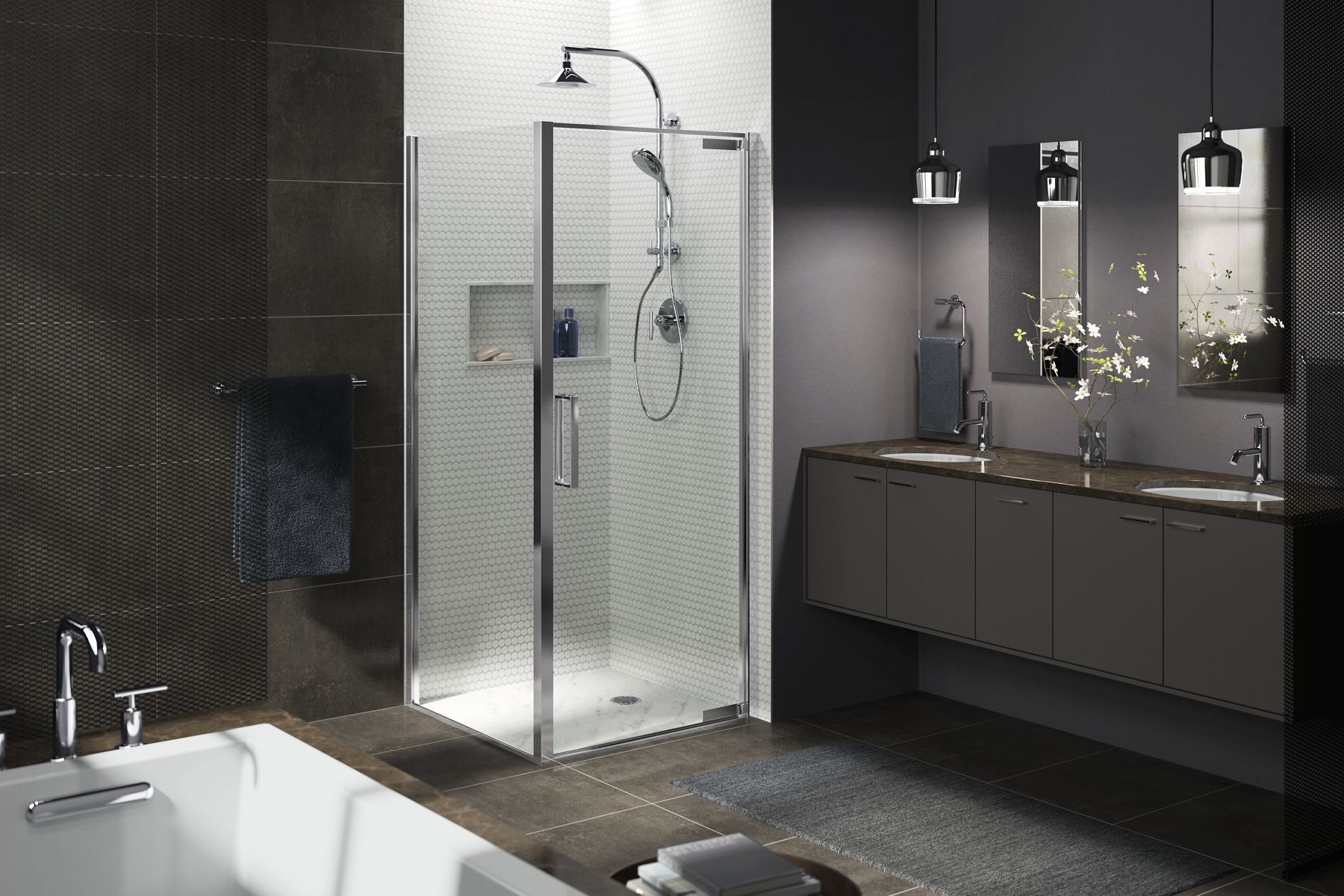 44758-torsion-pivot-shower-door-with-return-panel-77-h-x-33-7-8-35-7-16-w-with-5-16-thick-crystal-clear-glass-3.jpg Torsion® Pivot shower door with return panel, 77" H x 33-7/8 - 35-7/16" W, with 5/16" thick Crystal Clear glass