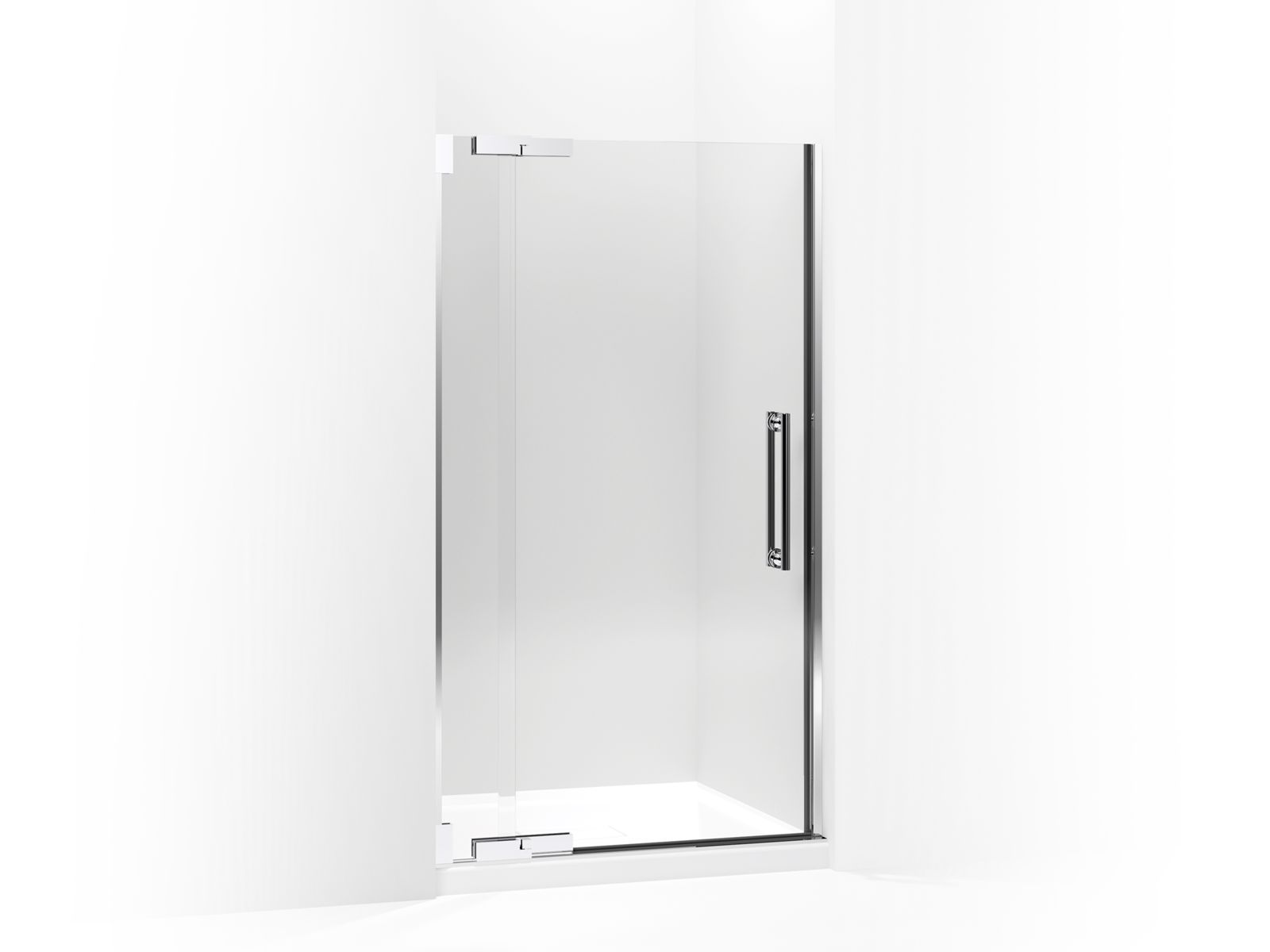 Purist® Pivot shower door, 72-1/4" H x 39-1/4 - 41-3/4" W, with 1/2" thick Crystal Clear glass