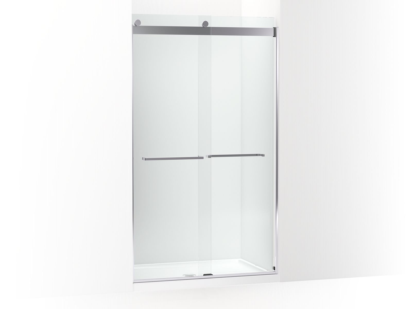 Levity® Sliding shower door, 82" H x 44-5/8 - 47-5/8" W, with 3/8" thick Crystal Clear glass