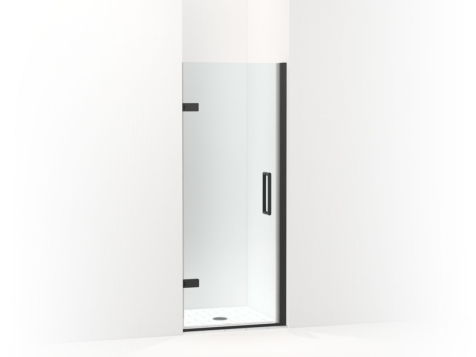 Composed™ Frameless pivot shower door, 71-5/8" H x 29-5/8 - 30-3/8" W, with 3/8" thick Crystal Clear glass