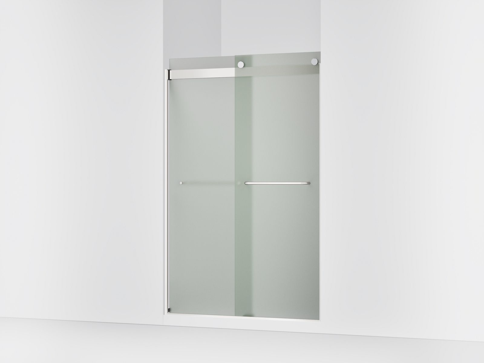 Levity® Sliding shower door, 74" H x 44-5/8 - 47-5/8" W, with 1/4" thick Frosted glass
