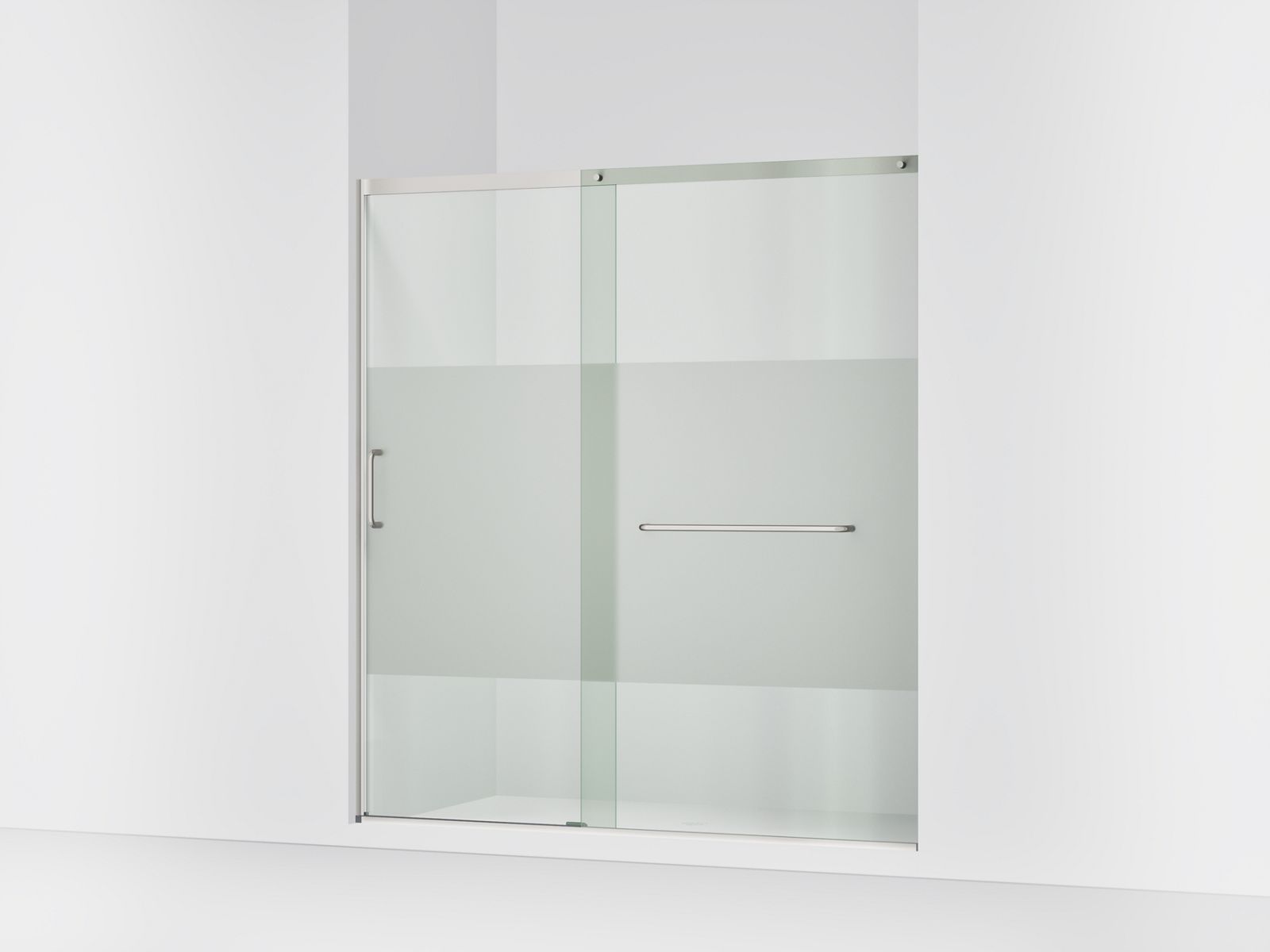 44845-elate-sliding-shower-door-75-1-2-h-x-68-1-4-71-5-8-w-with-heavy-5-16-thick-crystal-clear-glass-with-privacy-band-2.jpg Elate® Sliding shower door, 75-1/2" H x 68-1/4 - 71-5/8" W, with heavy 5/16" thick Crystal Clear glass with privacy band