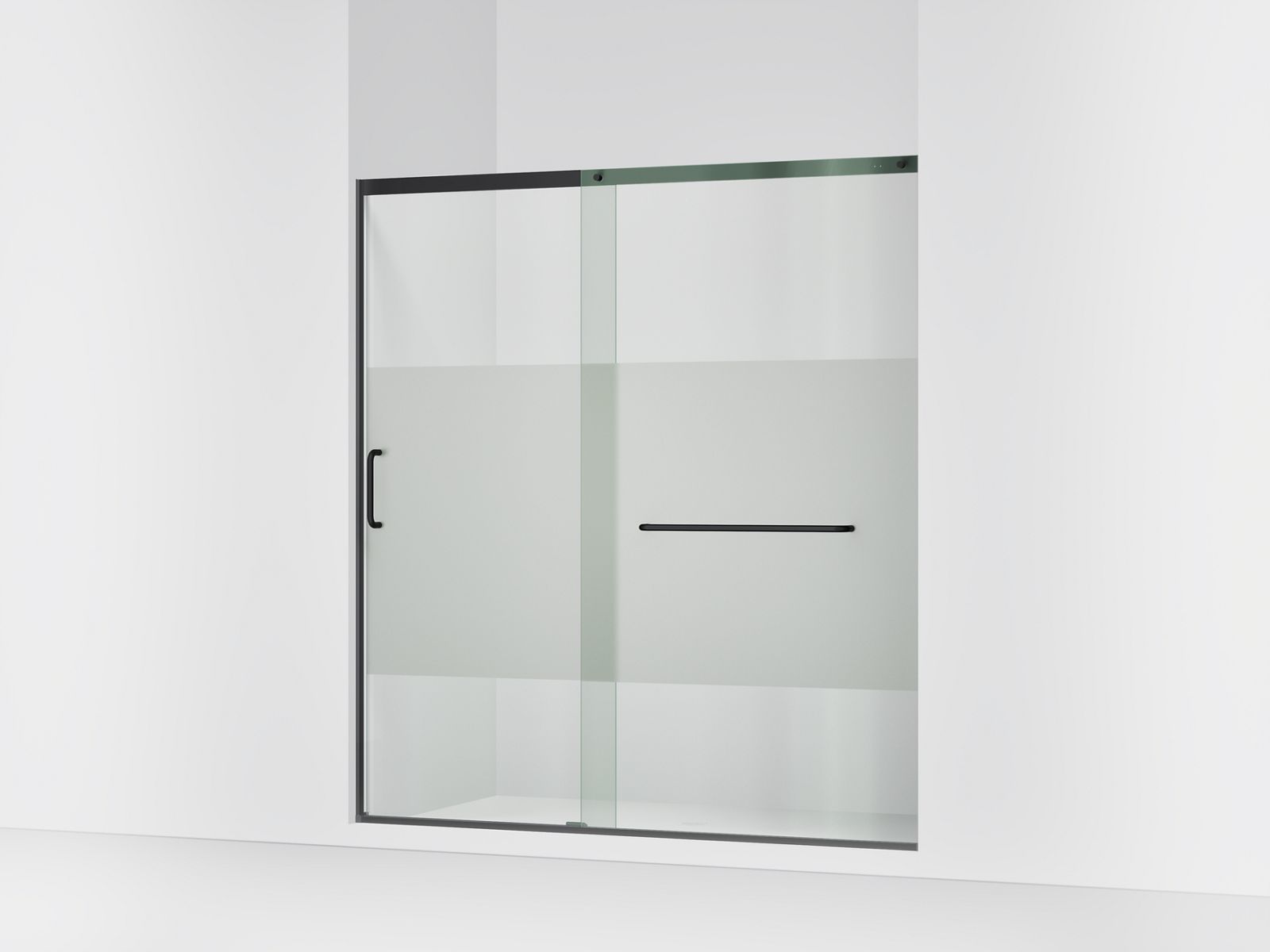 44845-elate-sliding-shower-door-75-1-2-h-x-68-1-4-71-5-8-w-with-heavy-5-16-thick-crystal-clear-glass-with-privacy-band-3.jpg Elate® Sliding shower door, 75-1/2" H x 68-1/4 - 71-5/8" W, with heavy 5/16" thick Crystal Clear glass with privacy band
