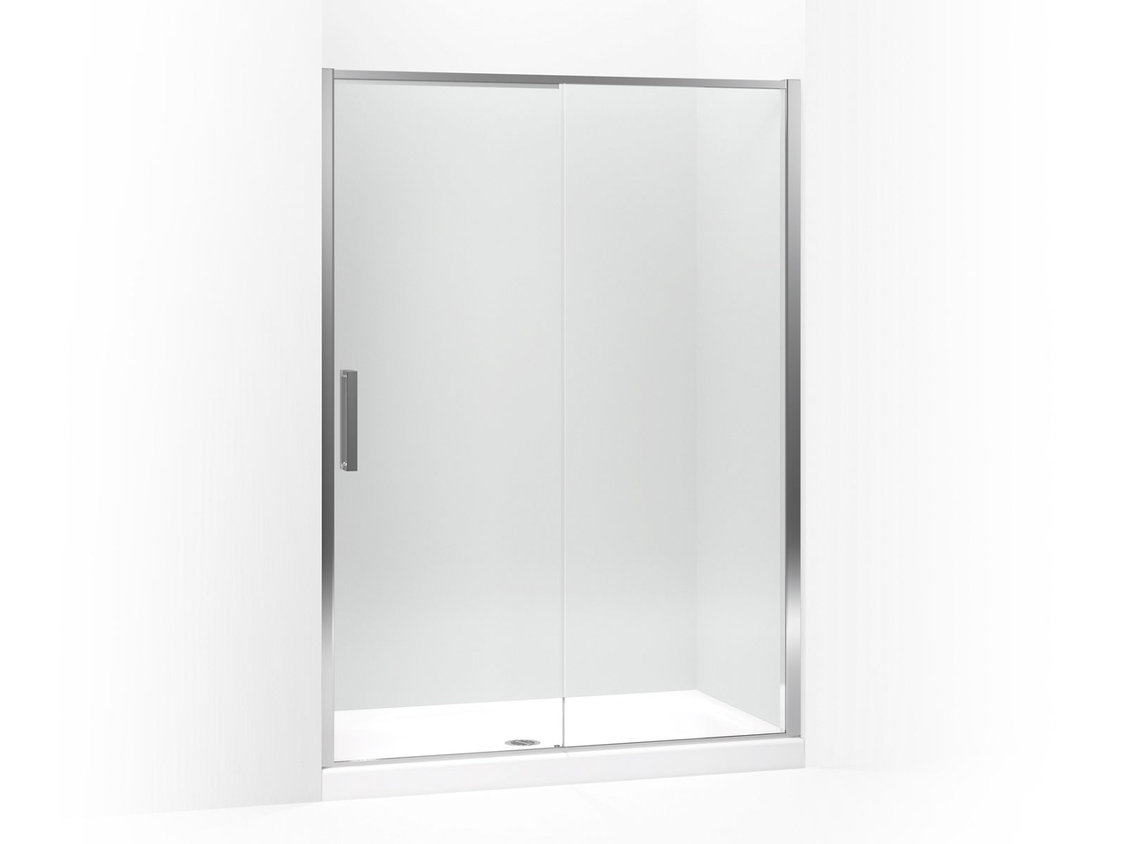 Torsion® Sliding shower door, 77" H x 57-1/2 - 59-1/16" W, with 5/16" thick Crystal Clear glass