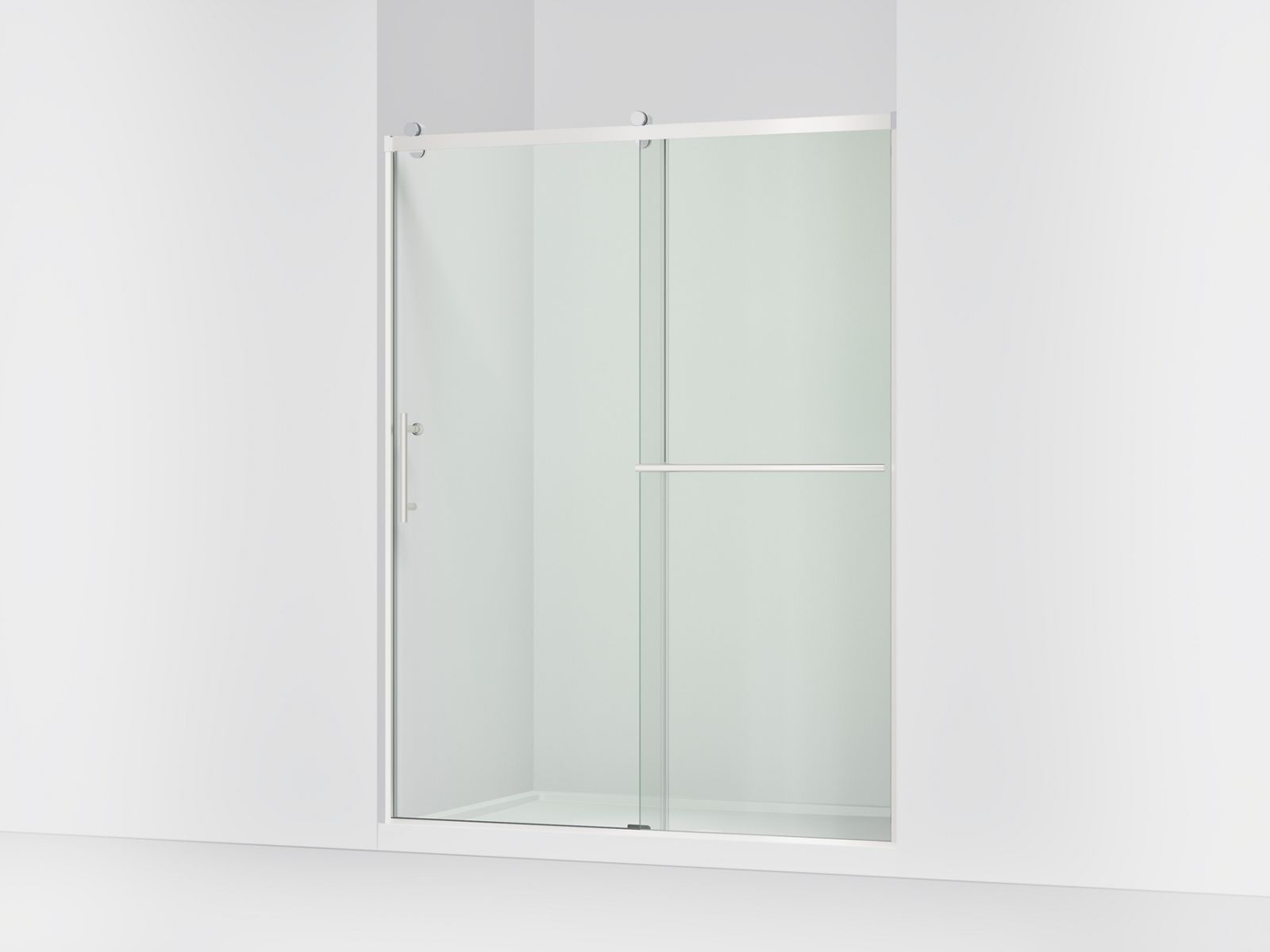 Rely® 77" H sliding shower door with 3/8"-thick glass