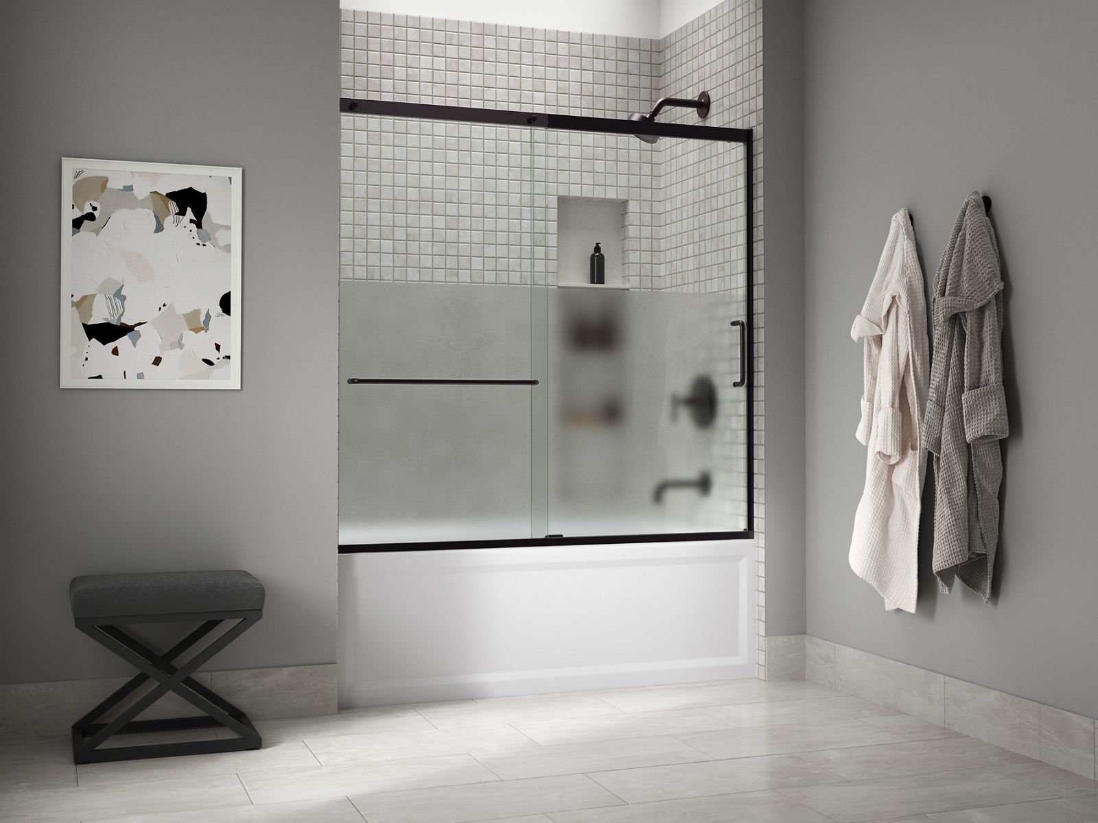 44898-elate-sliding-bath-door-56-3-4-h-x-56-1-4-59-5-8-w-with-heavy-5-16-thick-crystal-clear-glass-with-privacy-band-4.jpg Elate® Sliding bath door, 56-3/4" H x 56-1/4 - 59-5/8" W with heavy 5/16" thick Crystal Clear glass with privacy band
