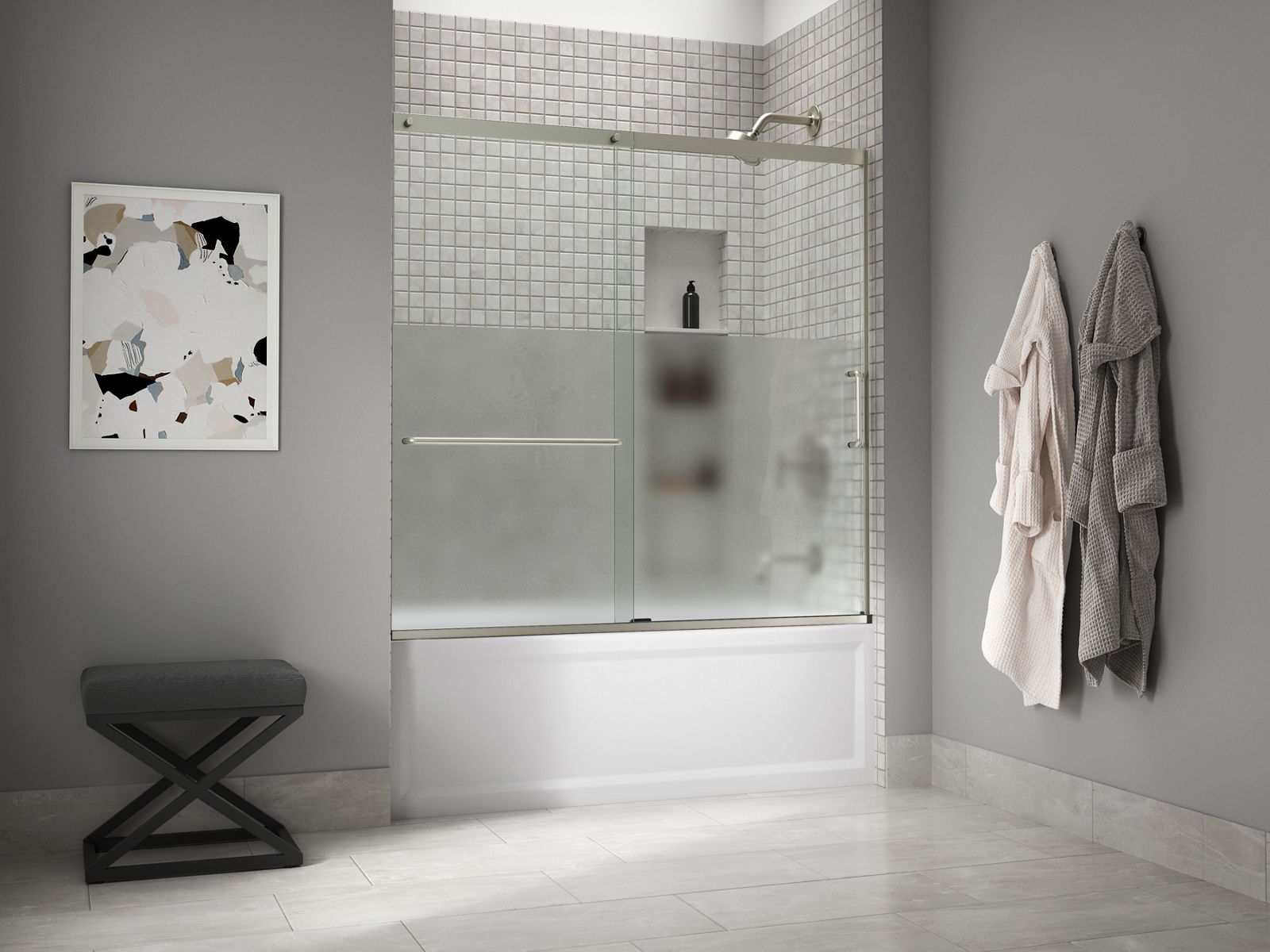 44898-elate-sliding-bath-door-56-3-4-h-x-56-1-4-59-5-8-w-with-heavy-5-16-thick-crystal-clear-glass-with-privacy-band-5.jpg Elate® Sliding bath door, 56-3/4" H x 56-1/4 - 59-5/8" W with heavy 5/16" thick Crystal Clear glass with privacy band
