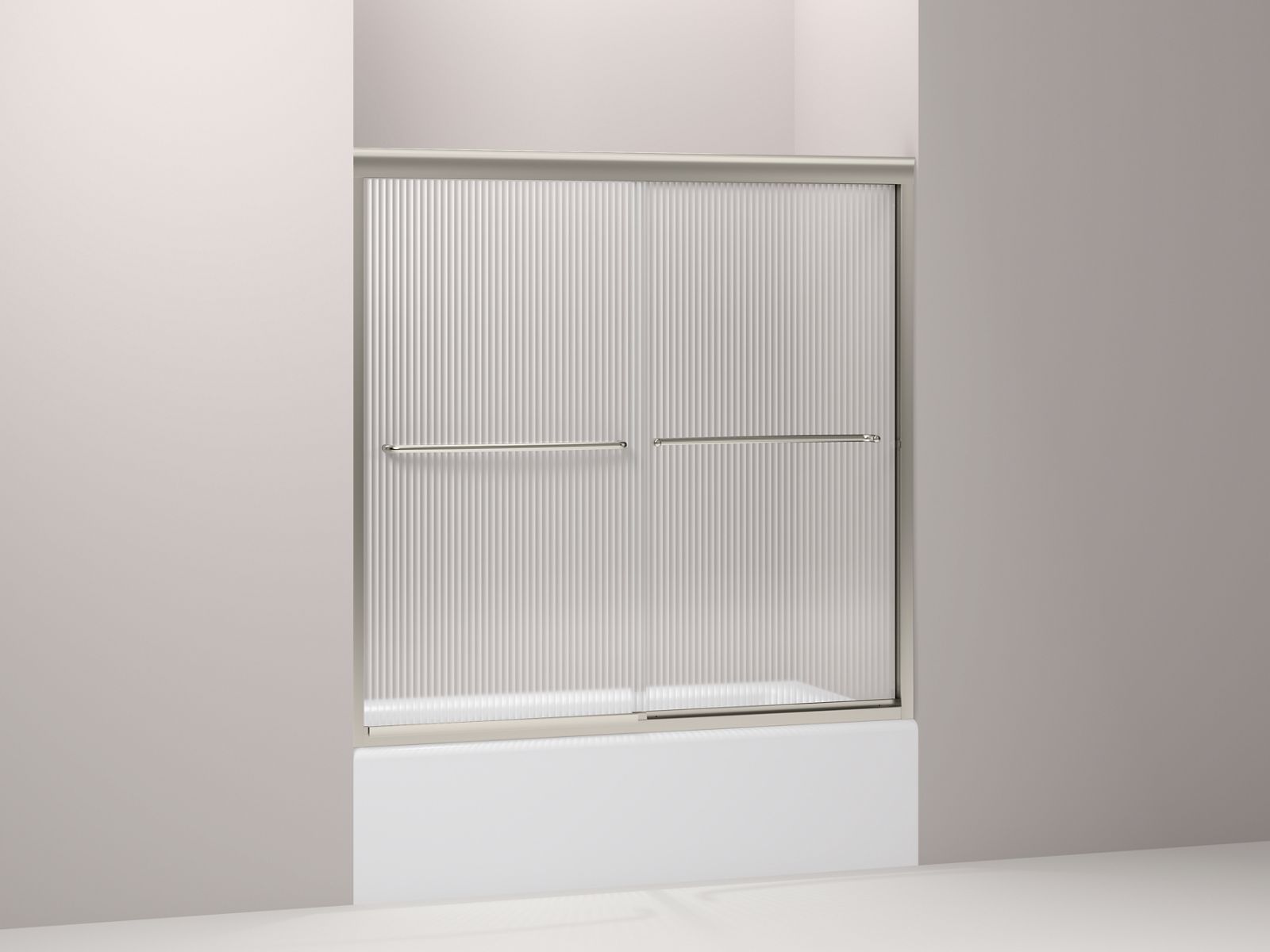 44908-fluence-sliding-bath-door-58-5-16-h-x-56-5-8-59-5-8-w-with-1-4-thick-falling-lines-glass-3.jpg Fluence® Sliding bath door, 58-5/16" H x 56-5/8 - 59-5/8" W, with 1/4" thick Falling Lines glass