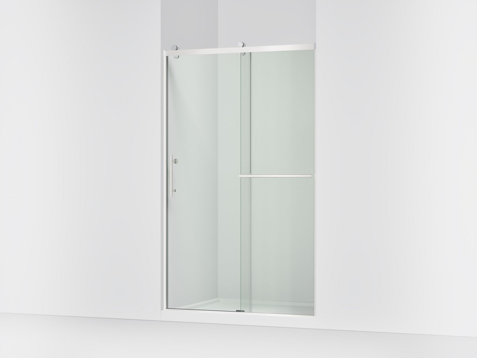 Rely® 77" H sliding shower door with 3/8"-thick glass