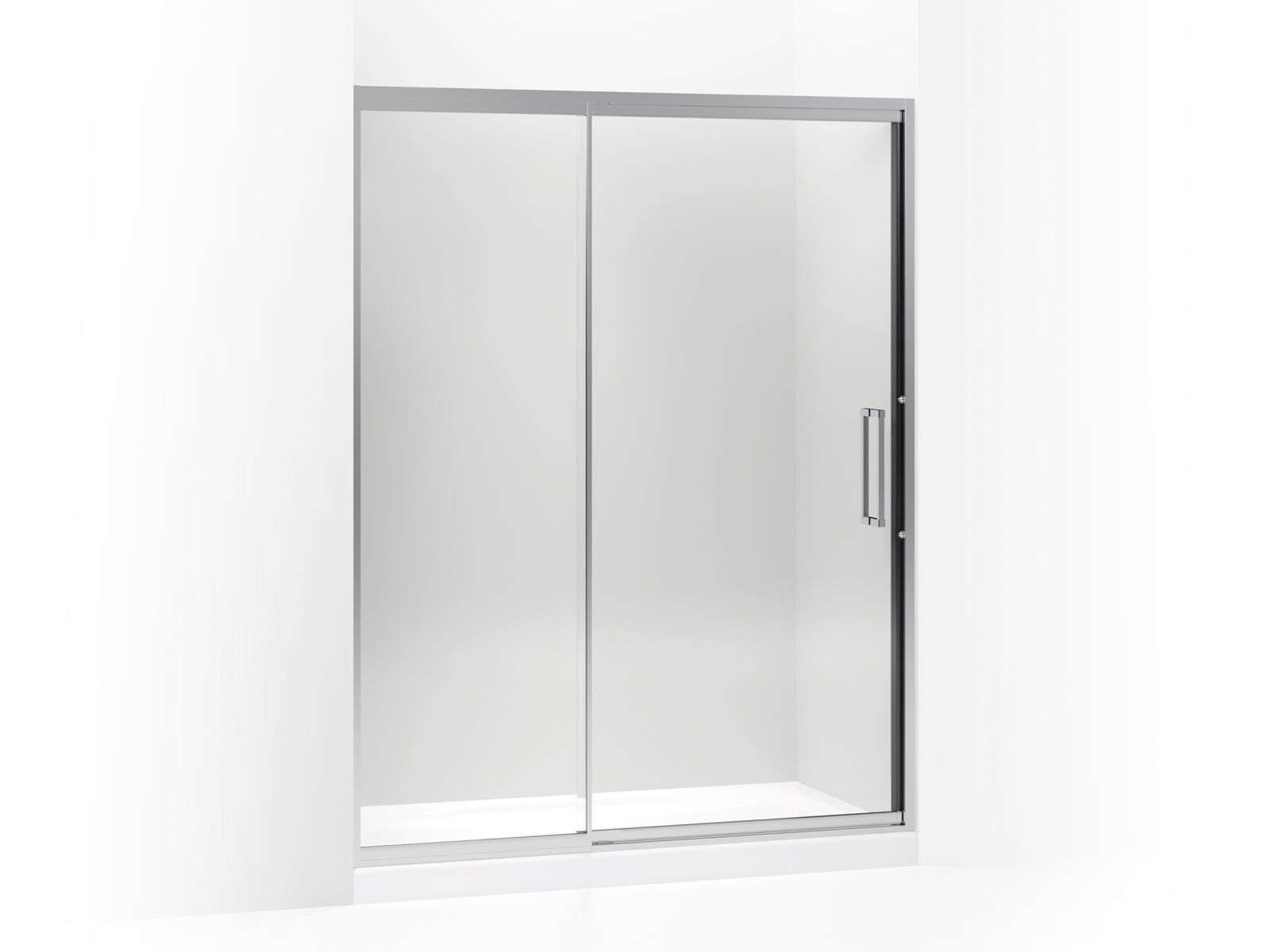 Lattis® Pivot shower door, 76" H x 57 - 60" W, with 1/4" thick Crystal Clear glass