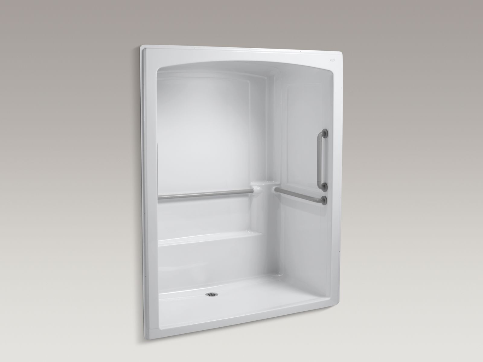 Freewill(R) 69-1/4" x 37-1/2" x 84" barrier-free wheelchair commercial shower stall with nylon grab bars